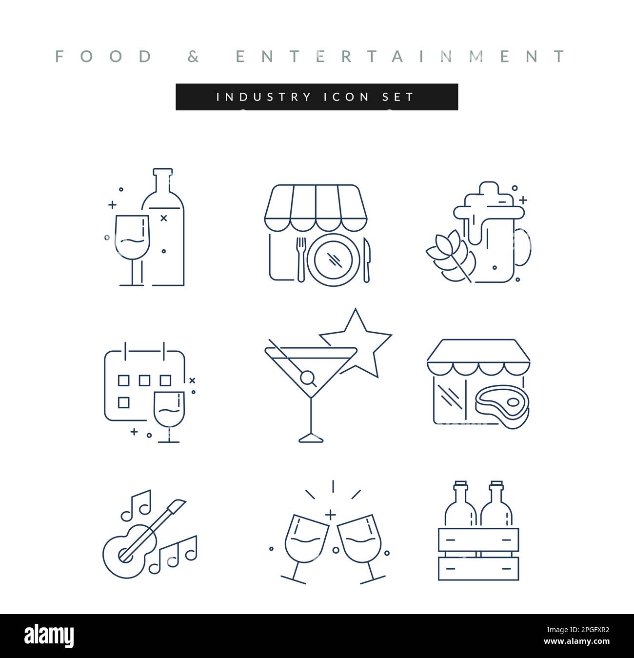Food and Entertainment Icon Set as EPS 10 File Stock Vector Image