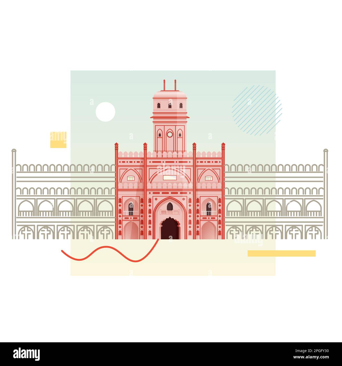 Surat Municipal Corporation - Mughal Sarai - Icon Illustration as EPS 10 File Stock Vector