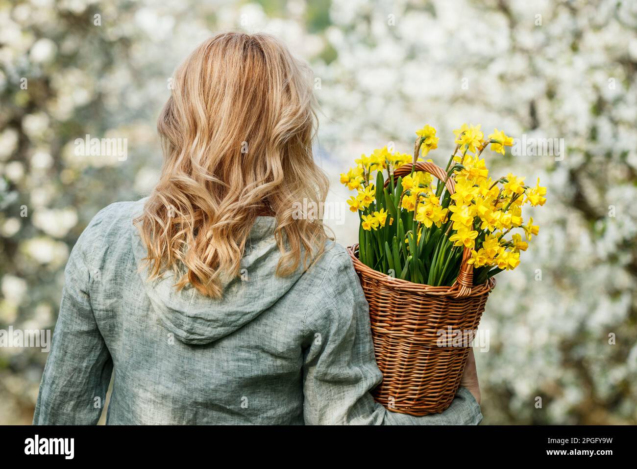 Woman wicker basket carefree walking hi-res stock photography and ...
