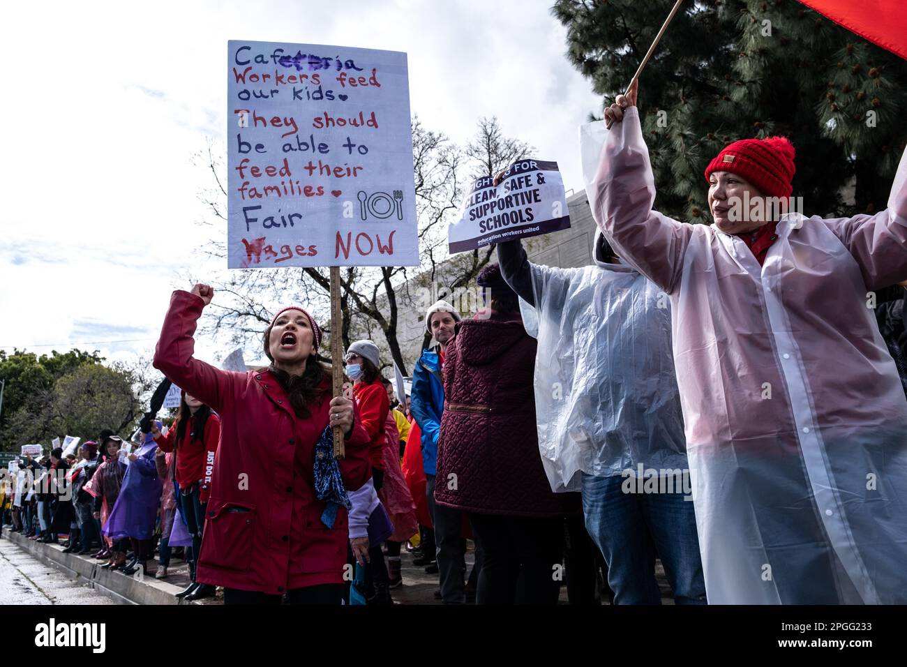 Los Angeles, California, USA. 22nd Mar, 2023. School workers from the