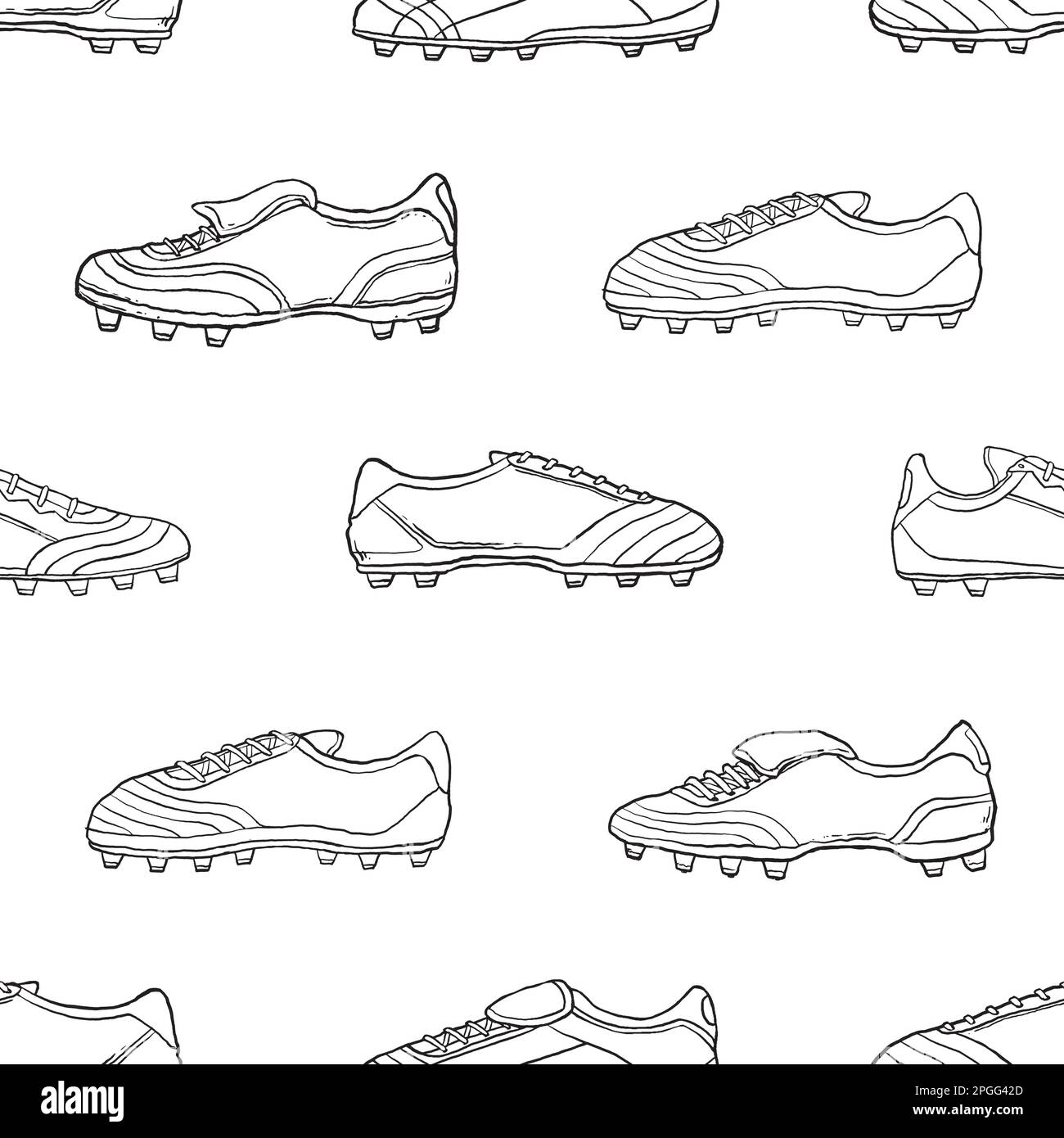 Retro Football boots doodle seamless pattern. Cartoon illustration vector illustration background. For print, textile, web, home decor, fashion, surfa Stock Vector