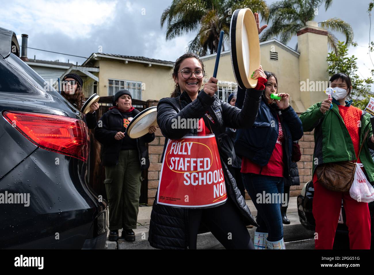 Los Angeles, California, USA. 22nd Mar, 2023. School workers from the
