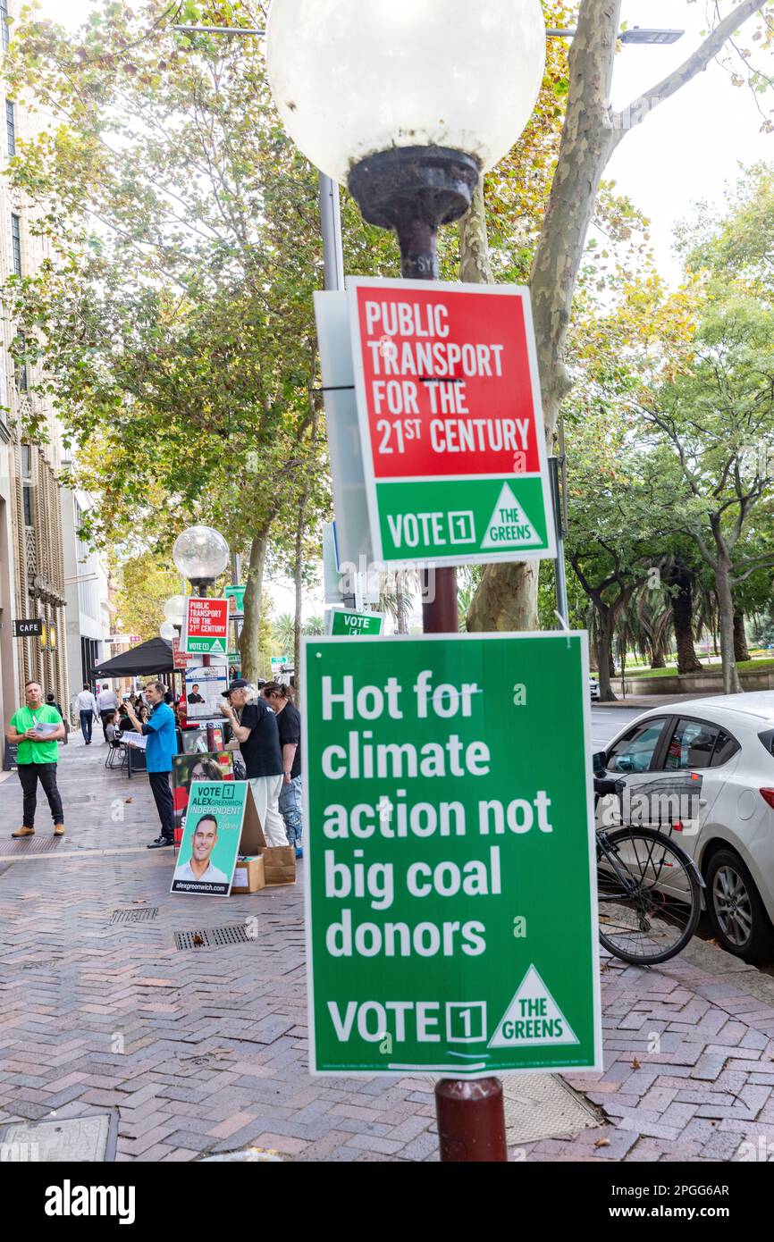 NSW State election 2023, seat of Sydney and political campaign signs