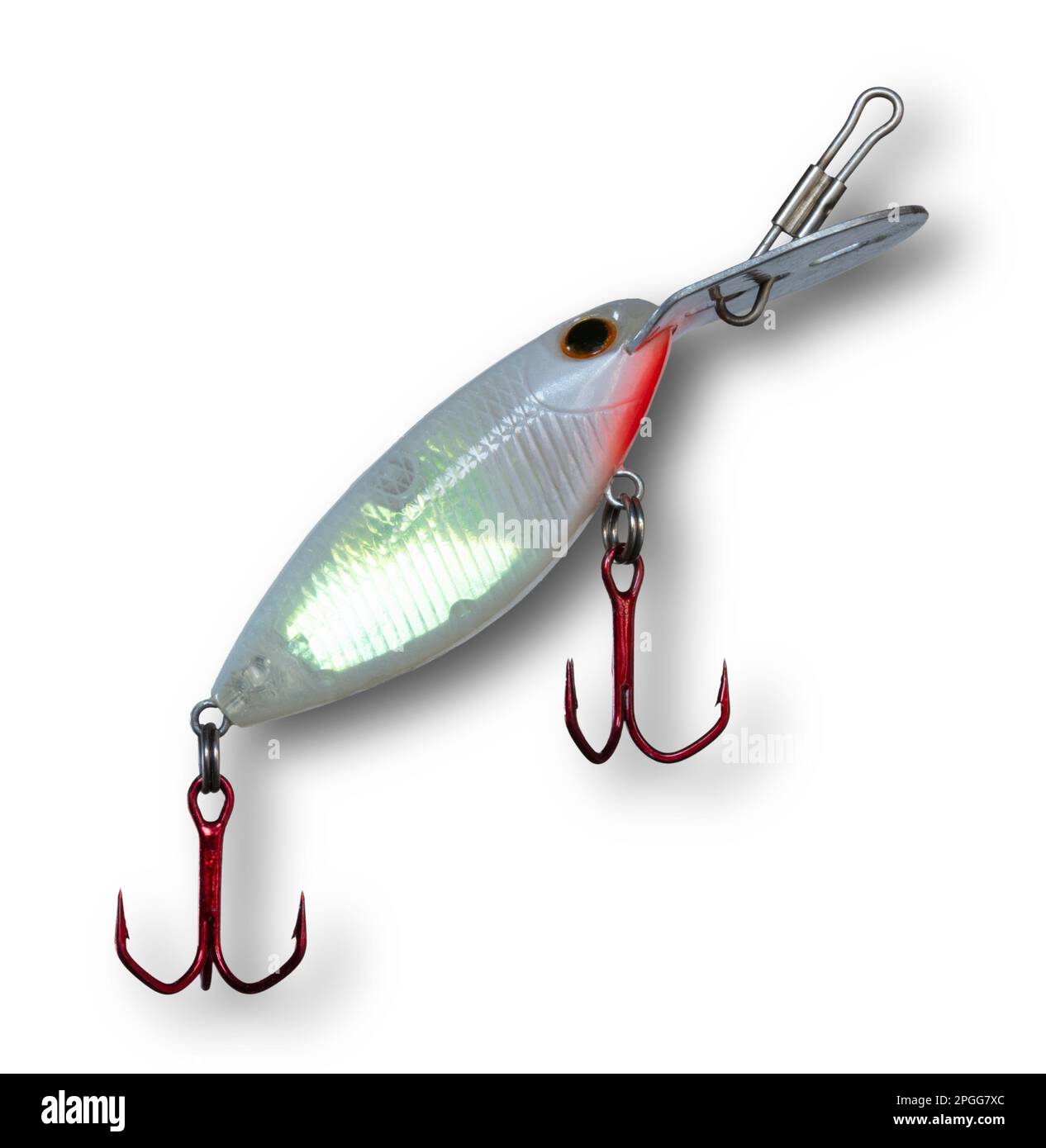 Shadow behind a white artificial fishing crankbait that's white