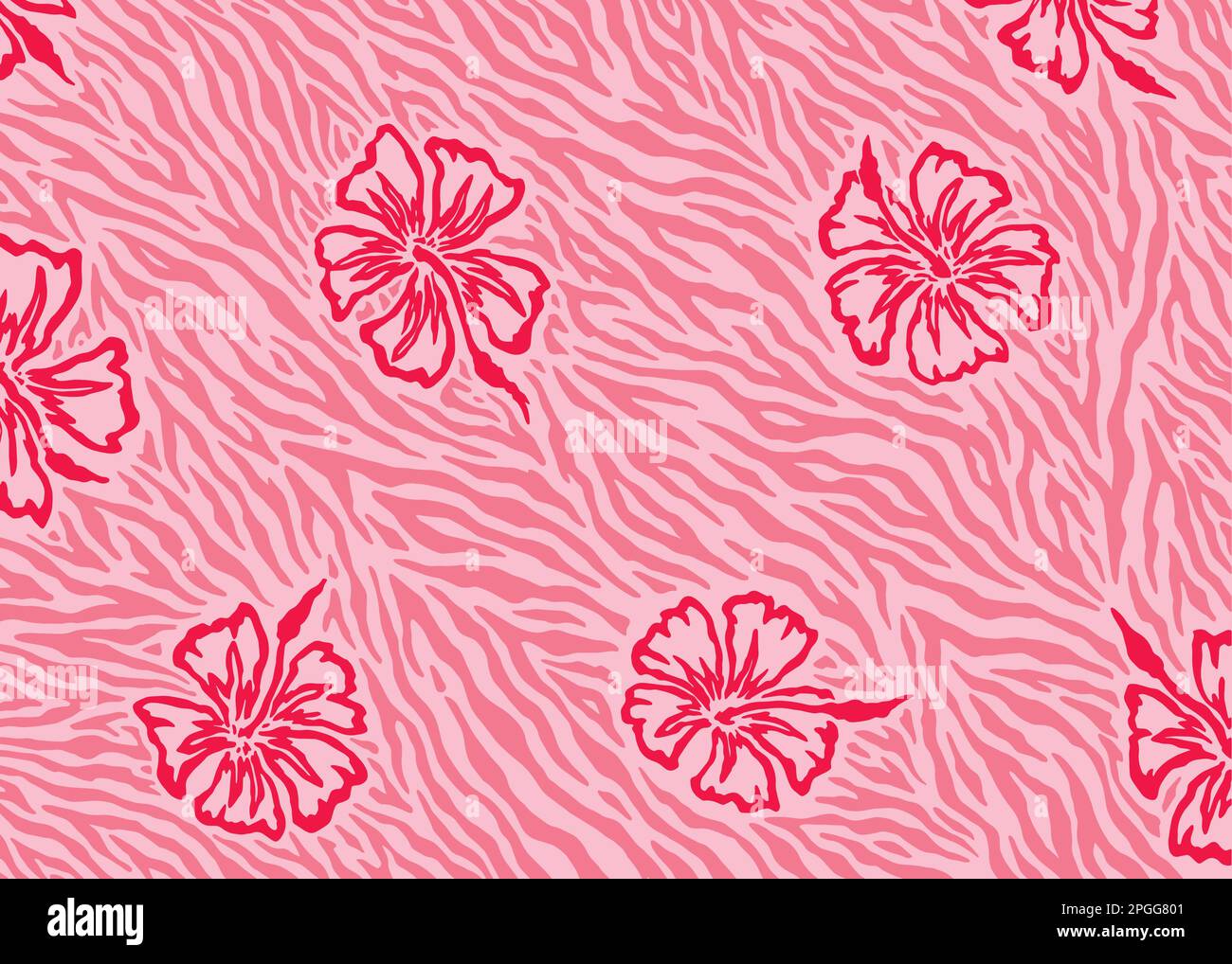 Zebra Hibiscus concept pattern design. Vector illustration background. Stock Vector