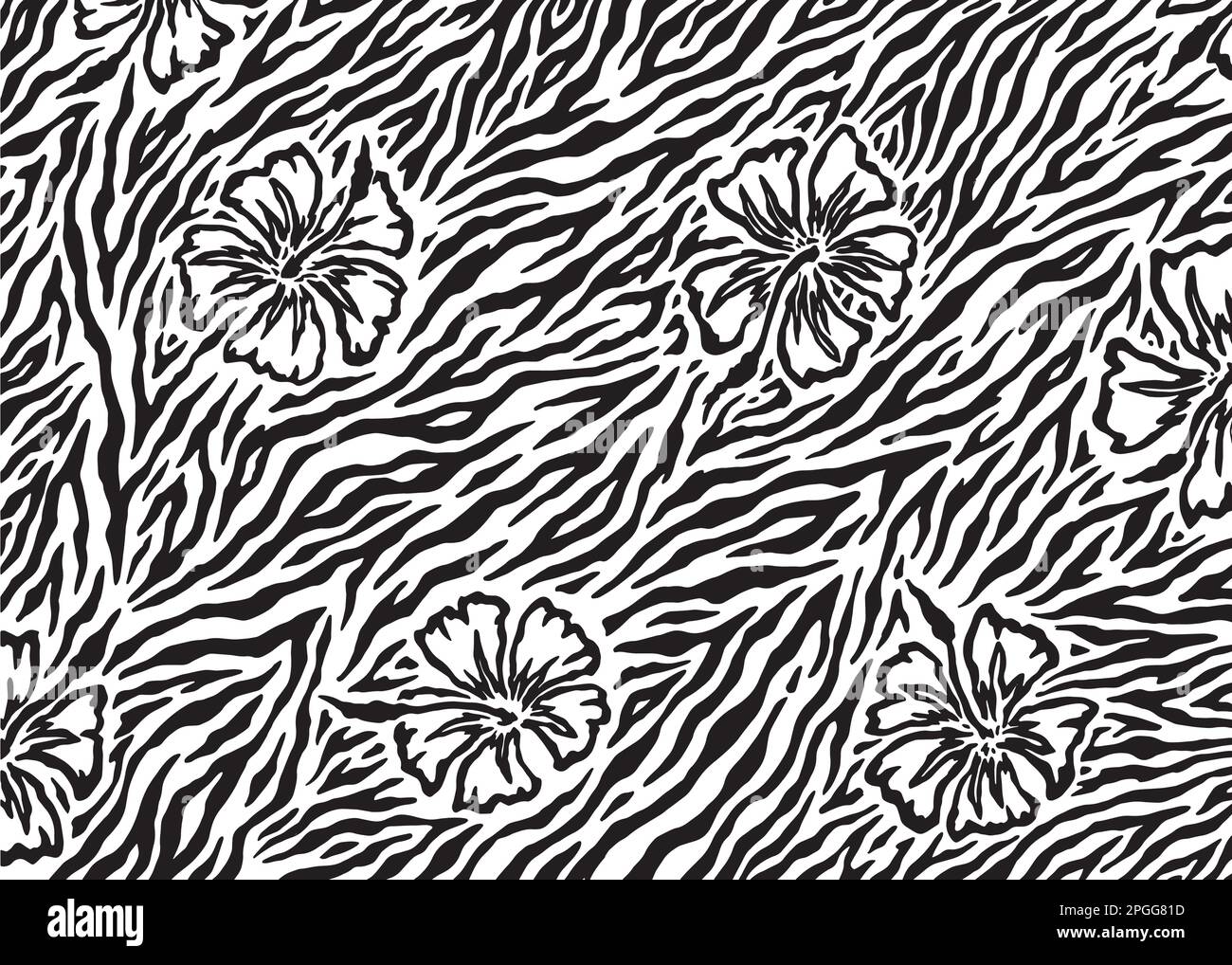 Zebra Hibiscus concept pattern design. Vector illustration background. Stock Vector