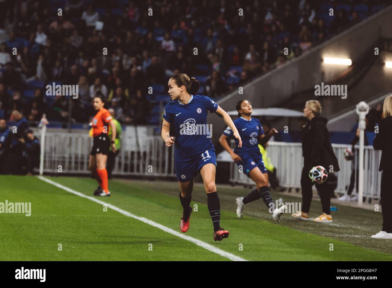 Lyon, France. 22nd Mar, 2023. Guro Reiten (11) from Chelsea goes foward