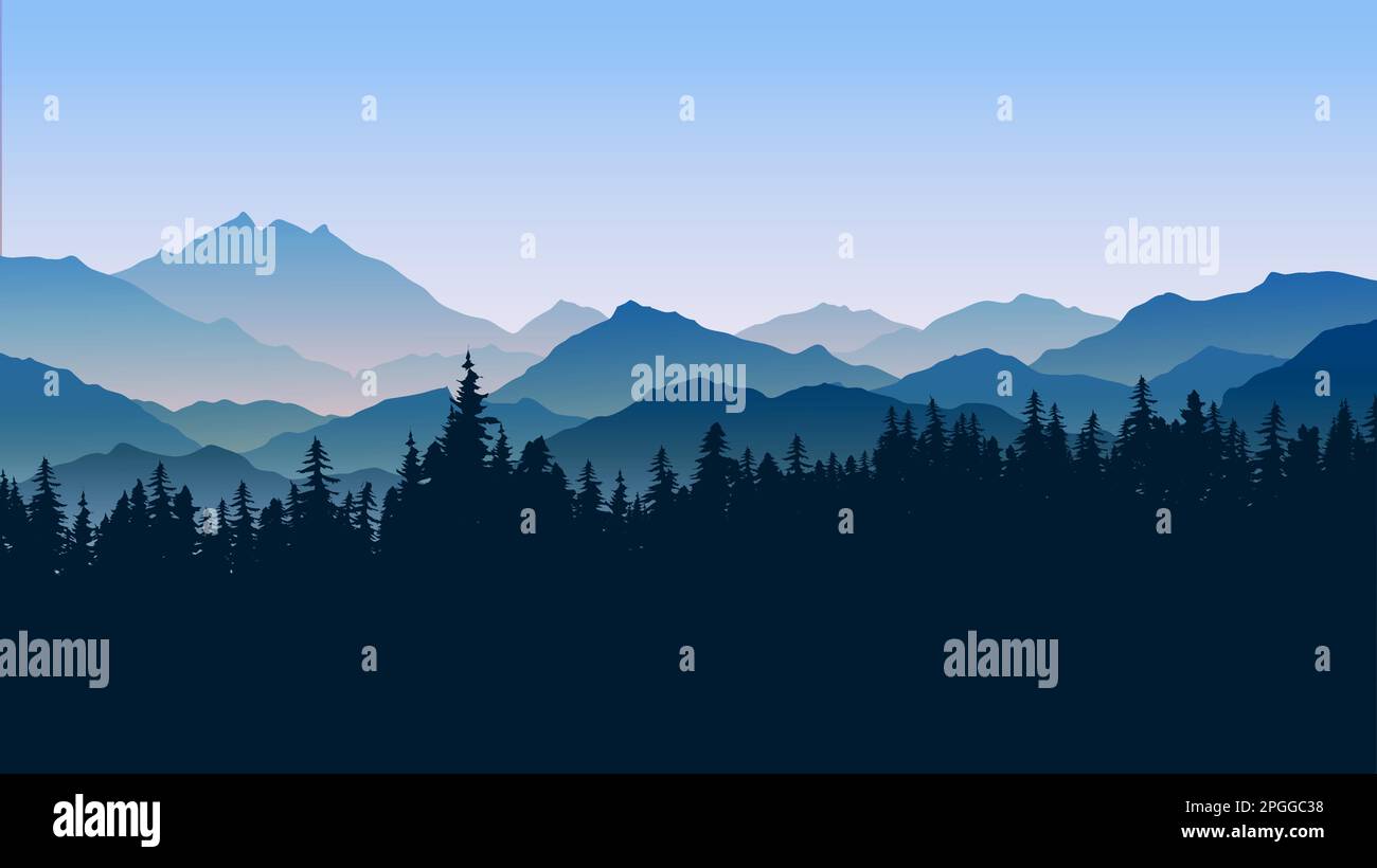Mountain landscape background with forest Stock Vector Image & Art - Alamy