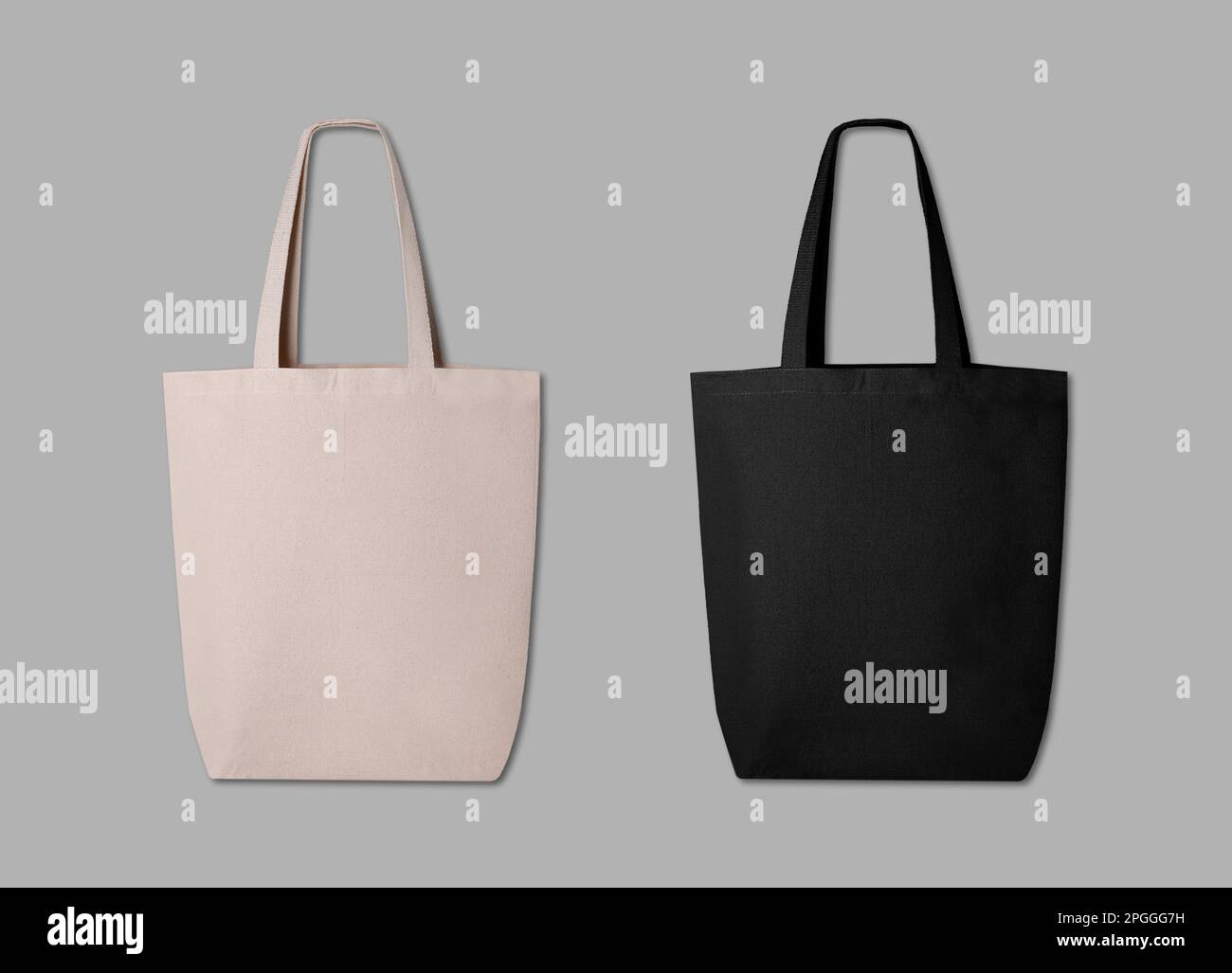 Blank Tote Canvas Bag Mockup On Light Grey Background Stock Photo