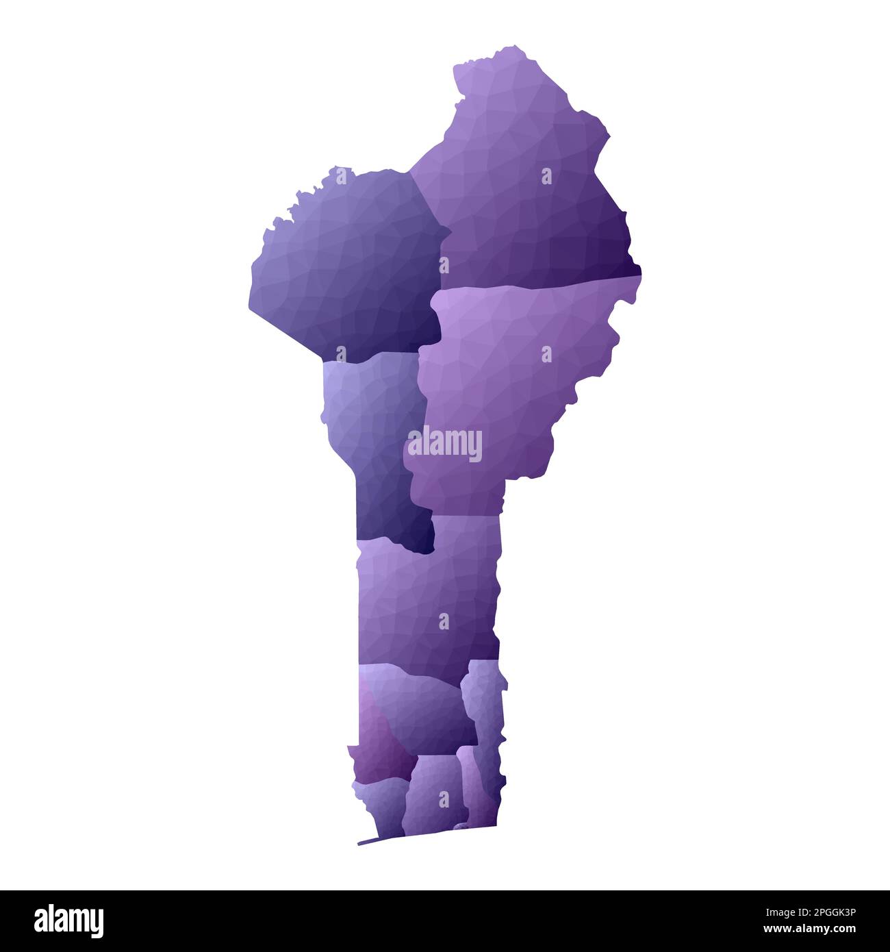 Benin map. Geometric style country outline. Breathtaking violet vector illustration. Stock Vector