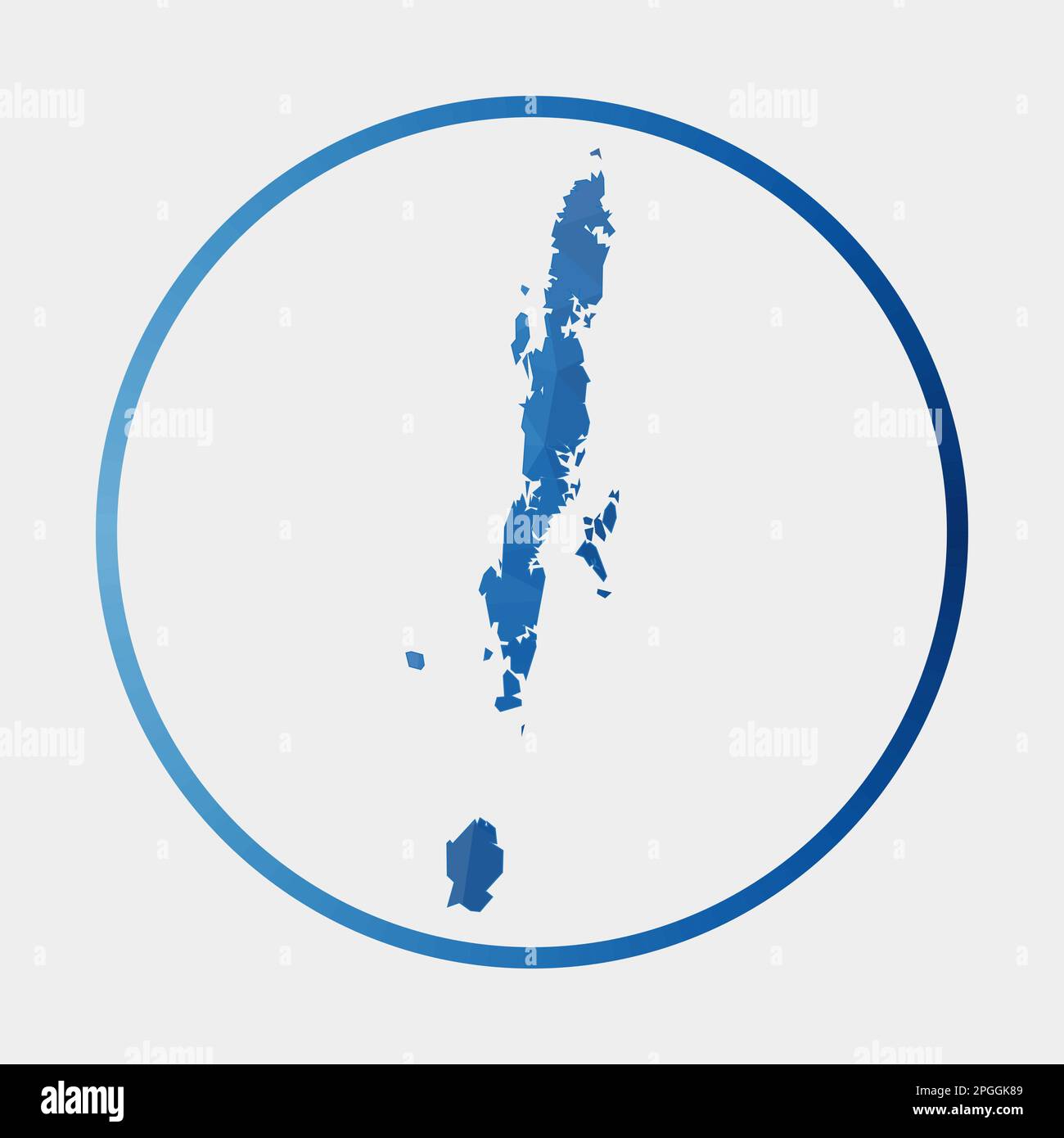 Andaman Islands icon. Polygonal map of the island in gradient ring ...