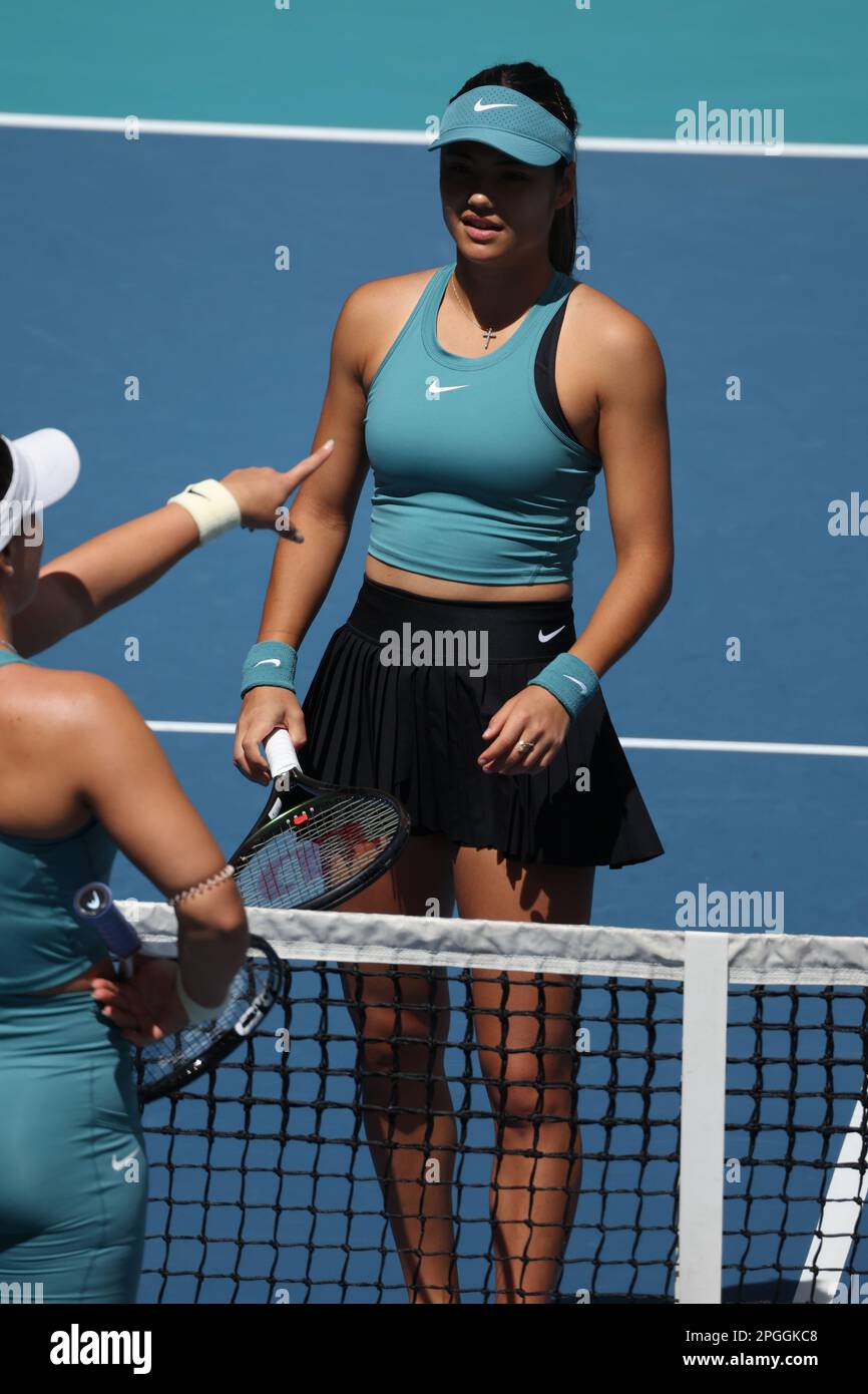 MIAMI GARDENS, FLORIDA - MARCH 22: Emma Radacanu seen during the Miami Open day 4 at Hard Rock Stadium on March 22, 2023 in Miami Gardens, Florida. People: Emma Radacanu Credit: Storms Media Group/Alamy Live News Stock Photo