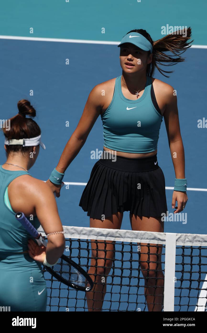 MIAMI GARDENS, FLORIDA - MARCH 22: Emma Radacanu seen during the Miami Open day 4 at Hard Rock Stadium on March 22, 2023 in Miami Gardens, Florida. People: Emma Radacanu Credit: Storms Media Group/Alamy Live News Stock Photo