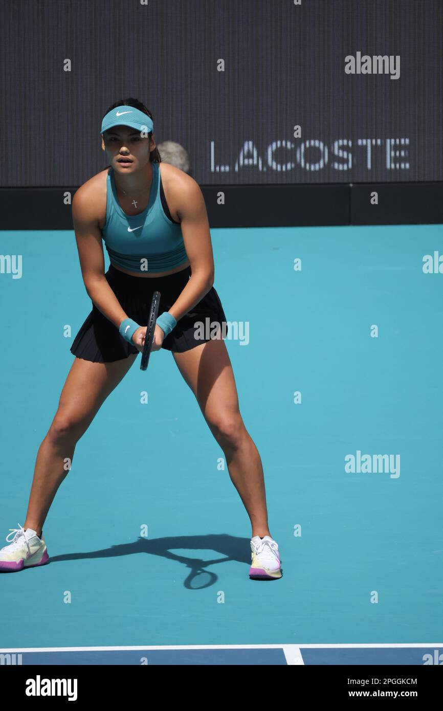 MIAMI GARDENS, FLORIDA - MARCH 22: Emma Radacanu seen during the Miami Open day 4 at Hard Rock Stadium on March 22, 2023 in Miami Gardens, Florida. People: Emma Radacanu Credit: Storms Media Group/Alamy Live News Stock Photo