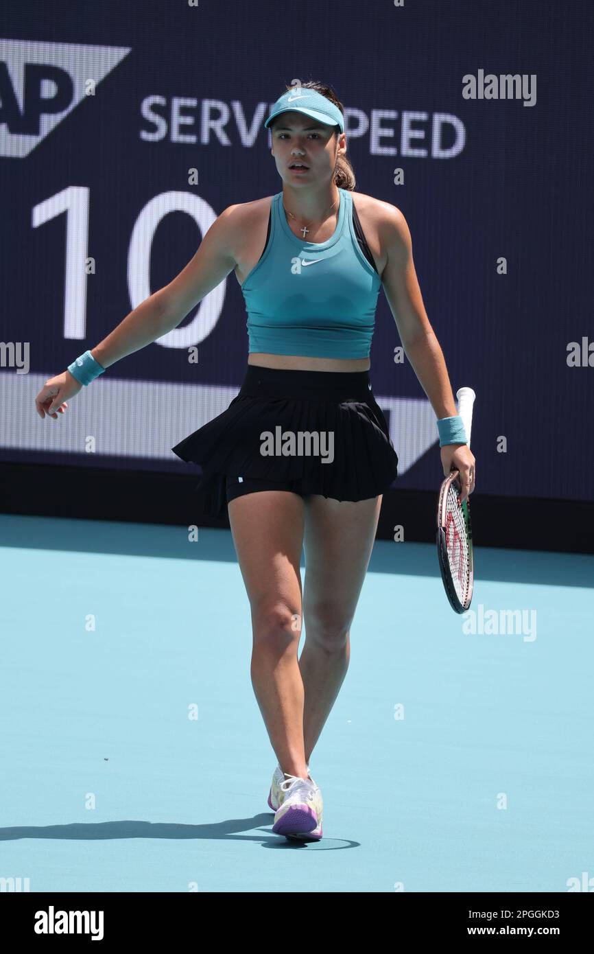 MIAMI GARDENS, FLORIDA - MARCH 22: Emma Radacanu seen during the Miami Open day 4 at Hard Rock Stadium on March 22, 2023 in Miami Gardens, Florida. People: Emma Radacanu Credit: Storms Media Group/Alamy Live News Stock Photo