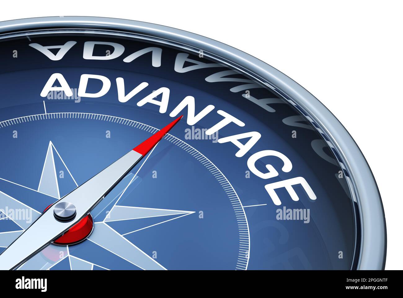 3D rendering of a compass with a advantage icon Stock Photo