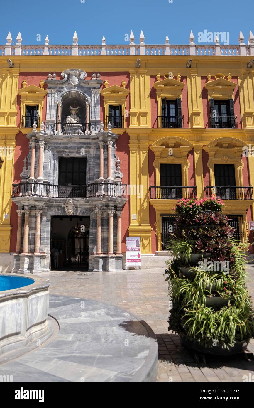 Baroque Bishop's Palace designed by Antonio Ramos in the 18th Century in the Plaza de Obispo Malaga Stock Photo