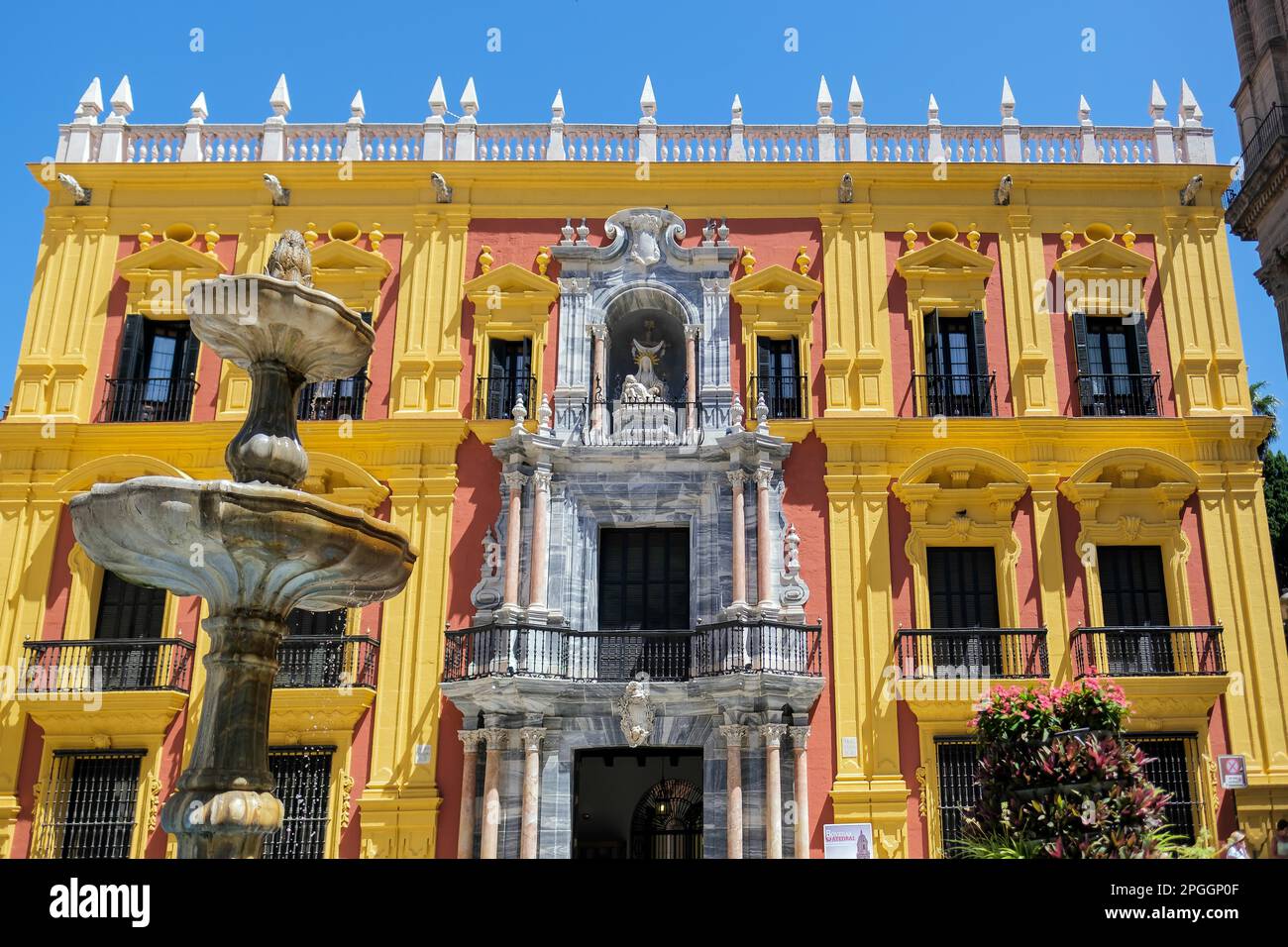 Baroque Bishop's Palace designed by Antonio Ramos in the 18th Century in the Plaza de Obispo Malaga Stock Photo