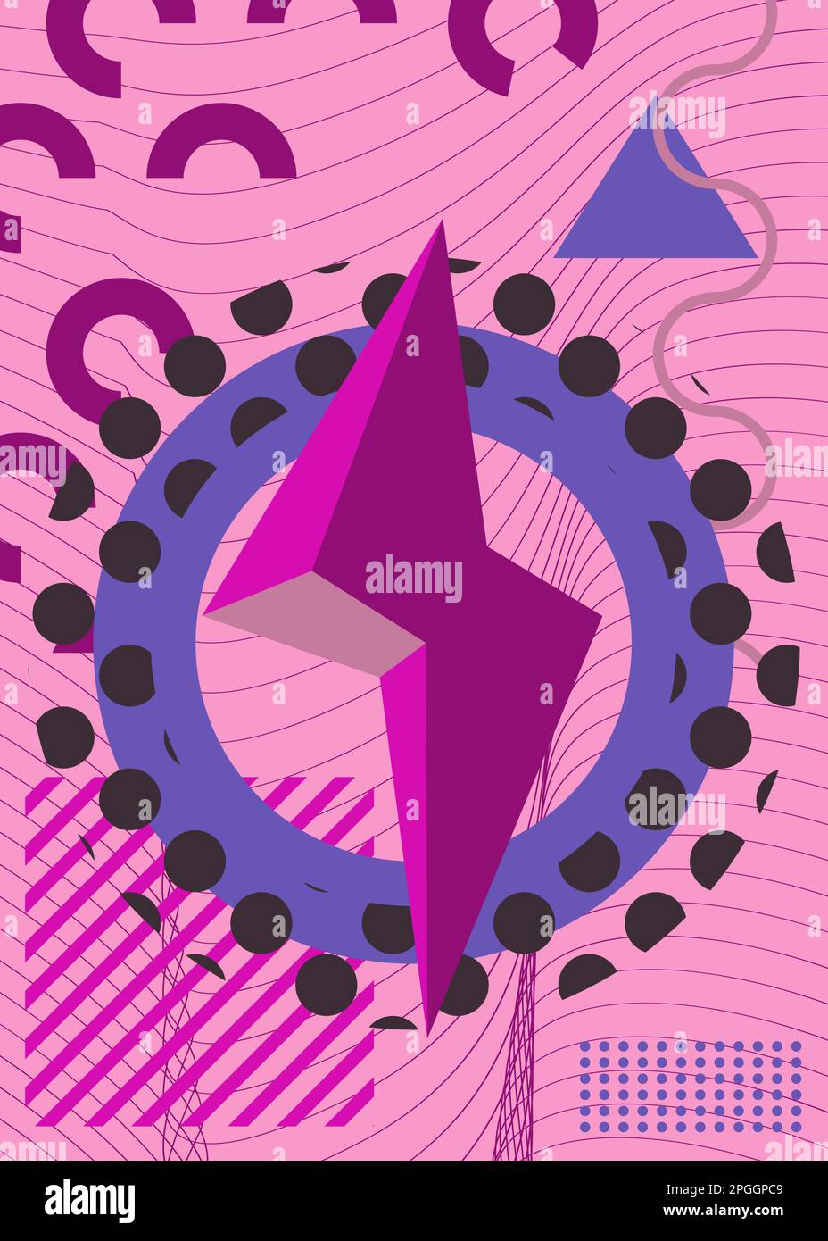 Vintage Purple geometrical graphic shapes template. Minimal abstract