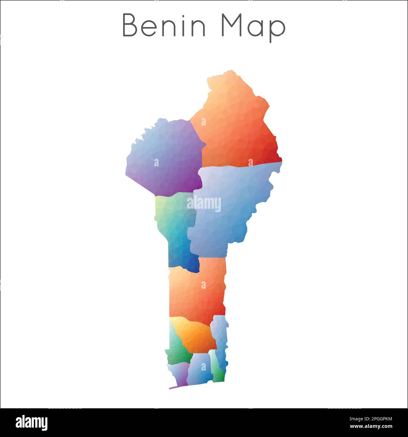 Low poly map of Benin. Benin geometric polygonal, mosaic style map. Stock Vector