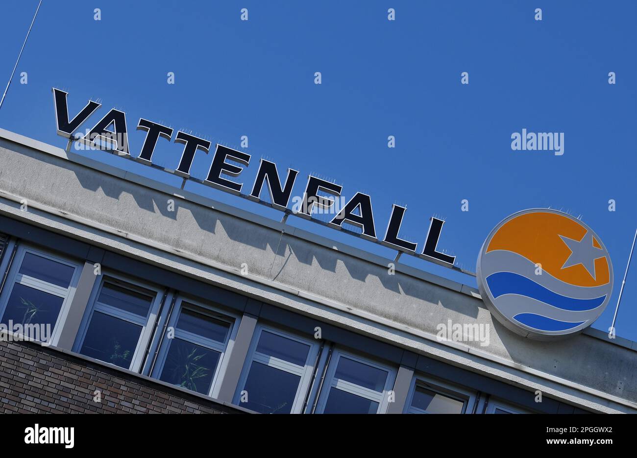 Vattenfall, Puschkinallee, Treptow, Berlin, Germany Stock Photo