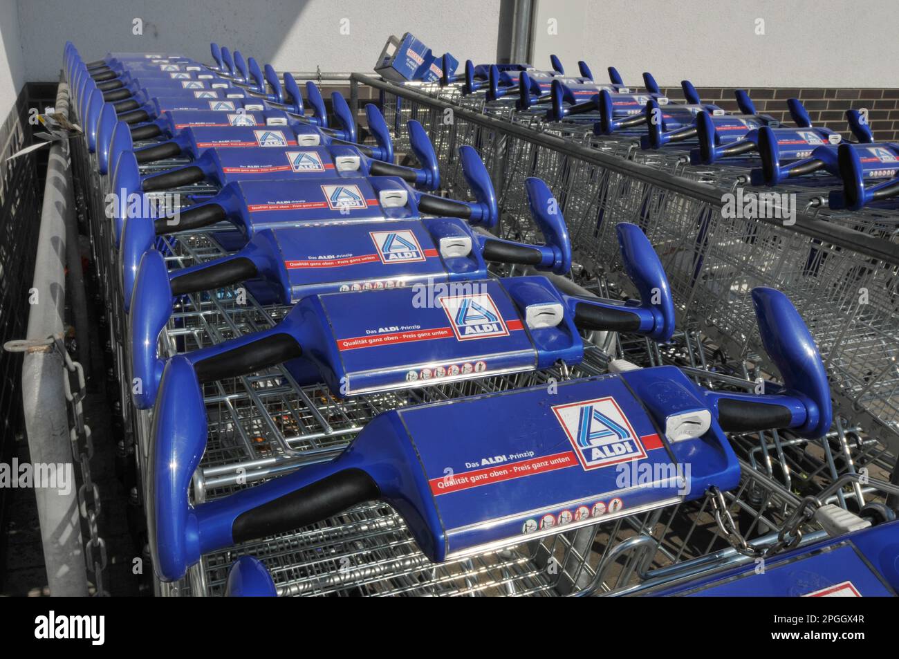 Shopping trolley, Aldi market, Neukoelln, Berlin, Germany Stock Photo