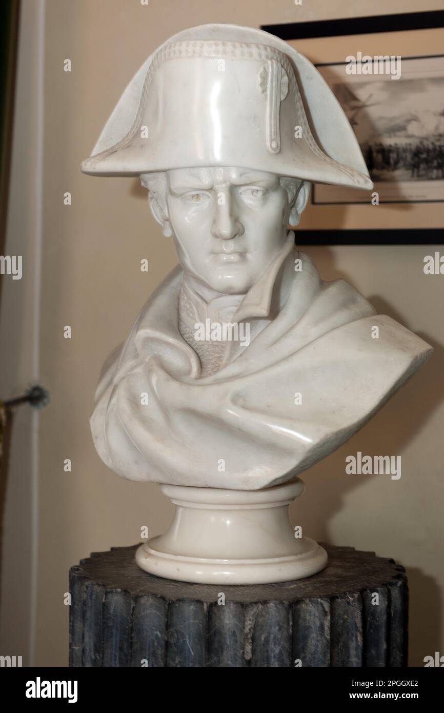 Marble bust of Emperor Napoleon, bust, marble statue, Villa dei Mulini ...