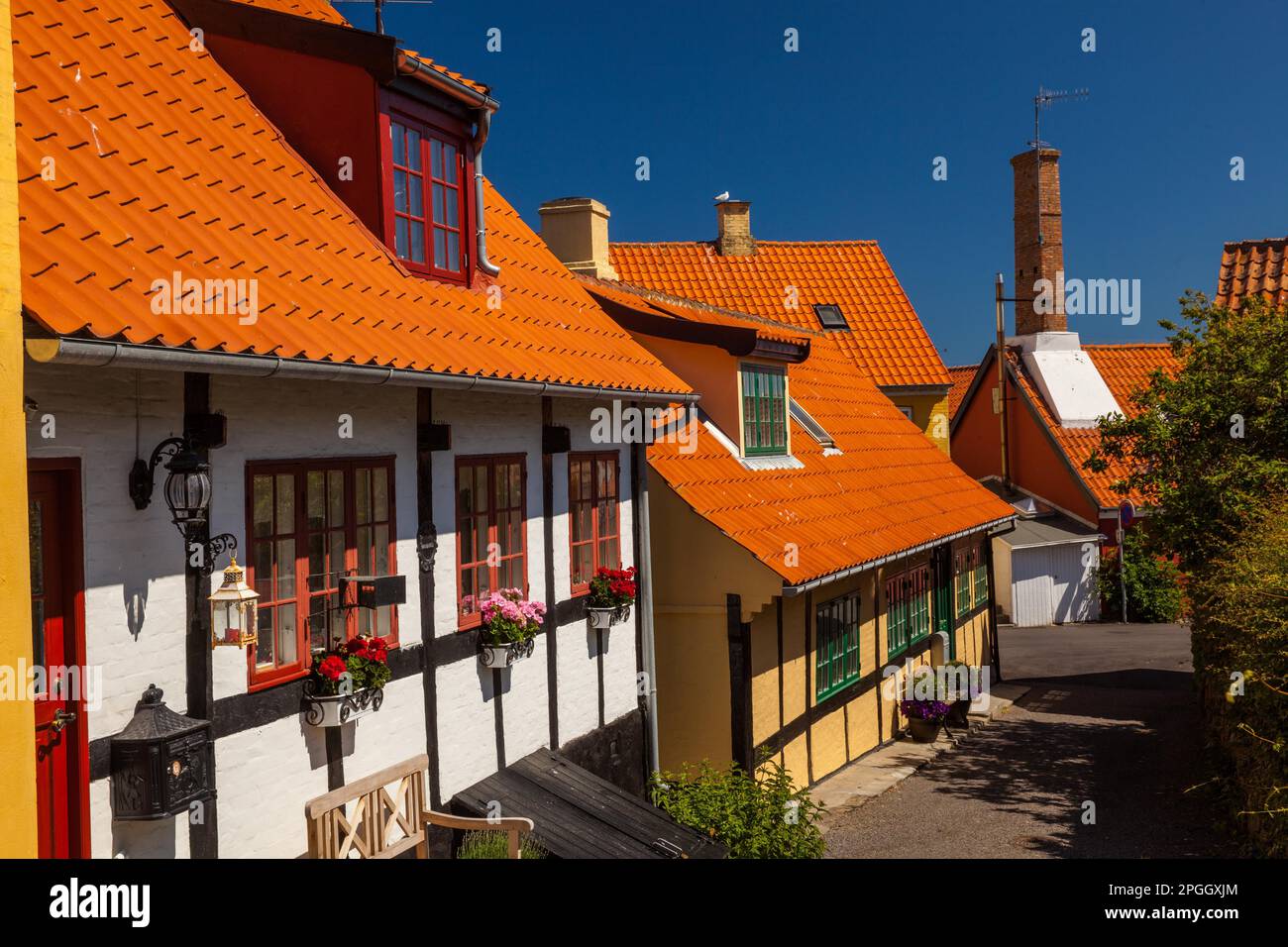 Old Town, Gudhjem, Bornholm, Denmark Stock Photo