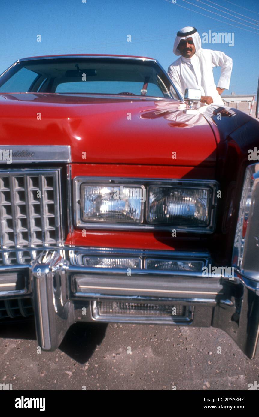 Cadillac was a popular choice of car when the former Trucial States, now  the United Arab Emirates, enjoyed their new oil wealth, taken 1975. Stock Photo