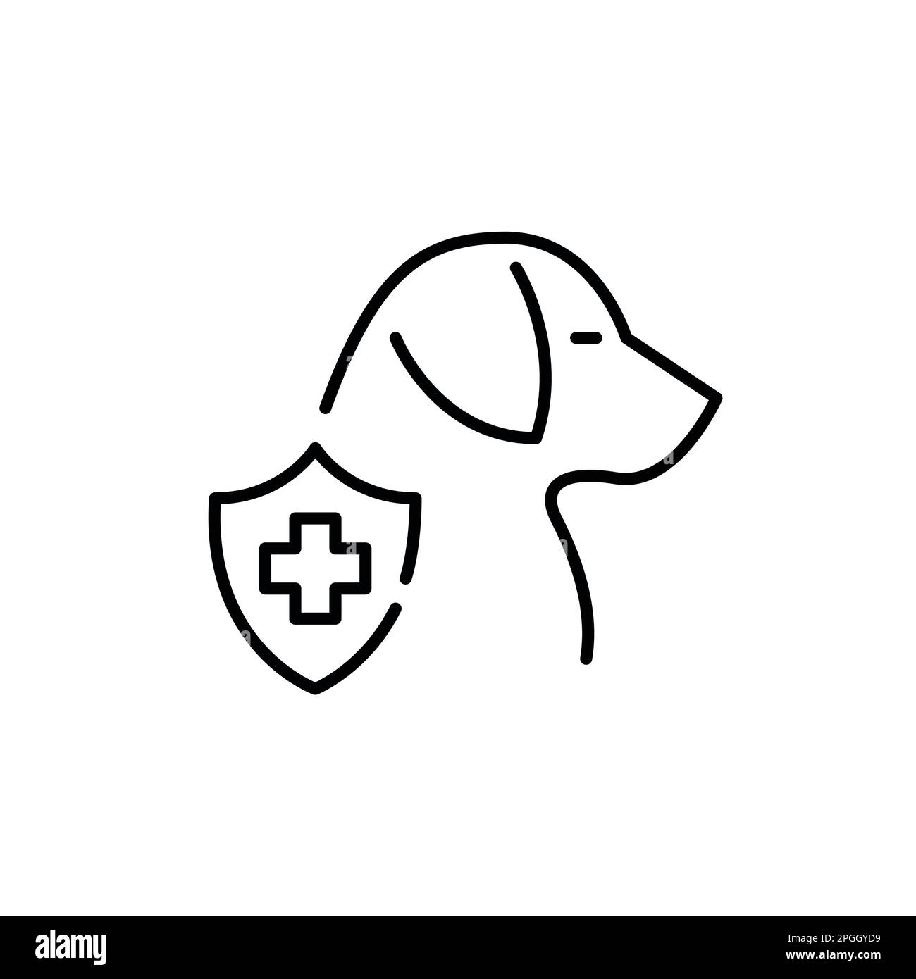 Dog healthcare. Veterinary clinic medical insurance. Pixel perfect, editable stroke icon Stock Vector