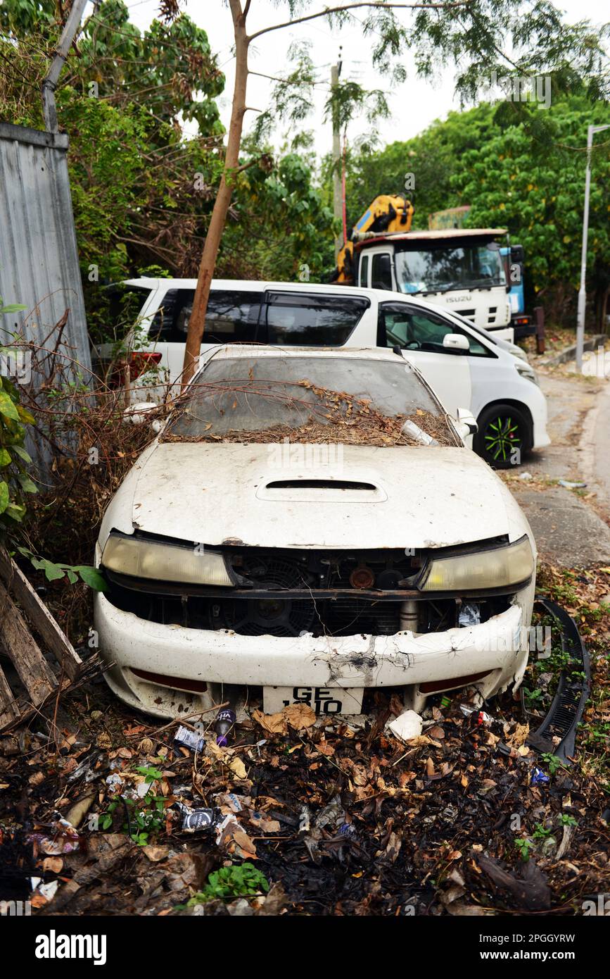 An old broken Toyota Corolla. Stock Photo