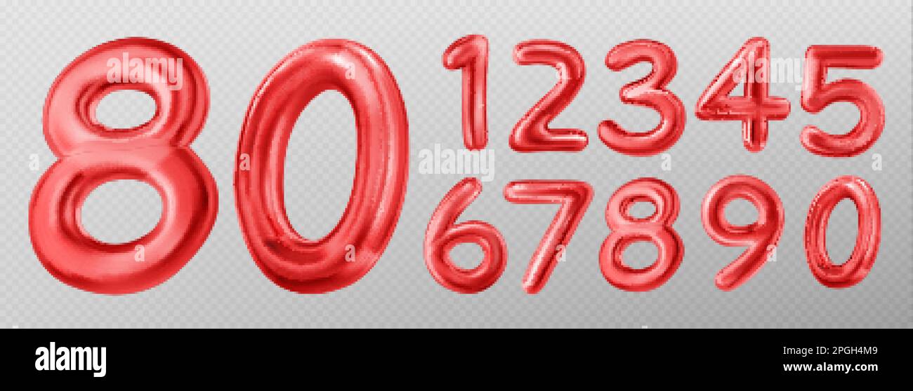 3d red numbers font for birthday or anniversary celebration, sale ...