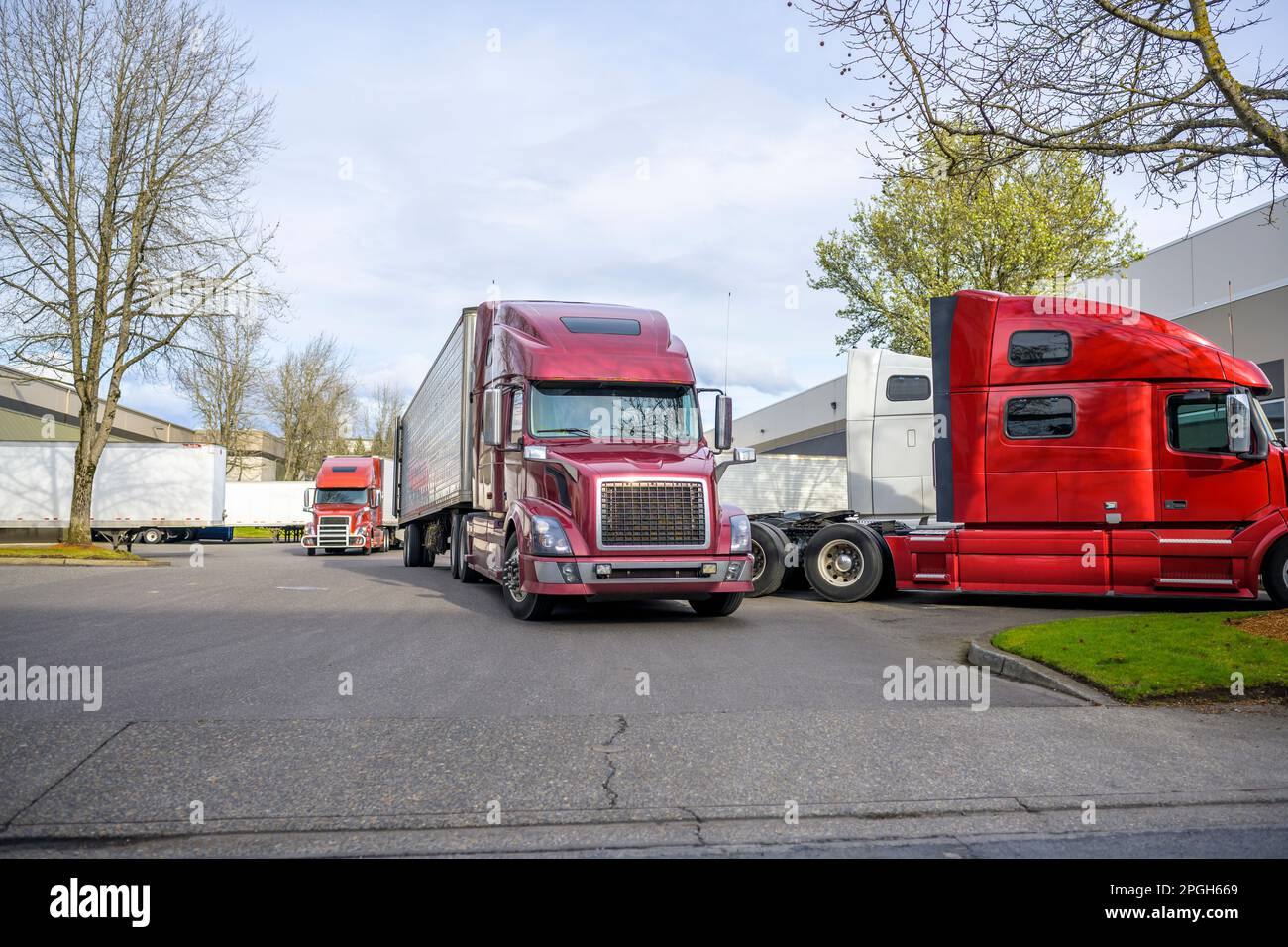 Powerful classic blue and silver big rig semi truck tractor with truck  driver rest compartment and lot of chrome and aluminum accessories driving  on t Stock Photo - Alamy