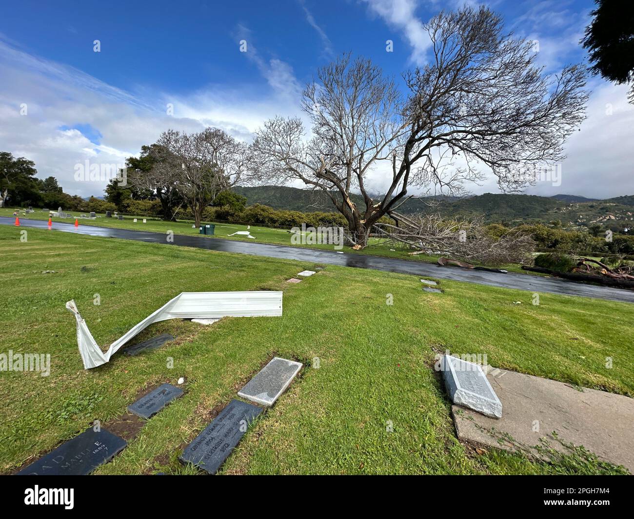 Carpinteria, California, USA. 22nd Mar, 2023. A freak tornado swirled through the Sandpiper
