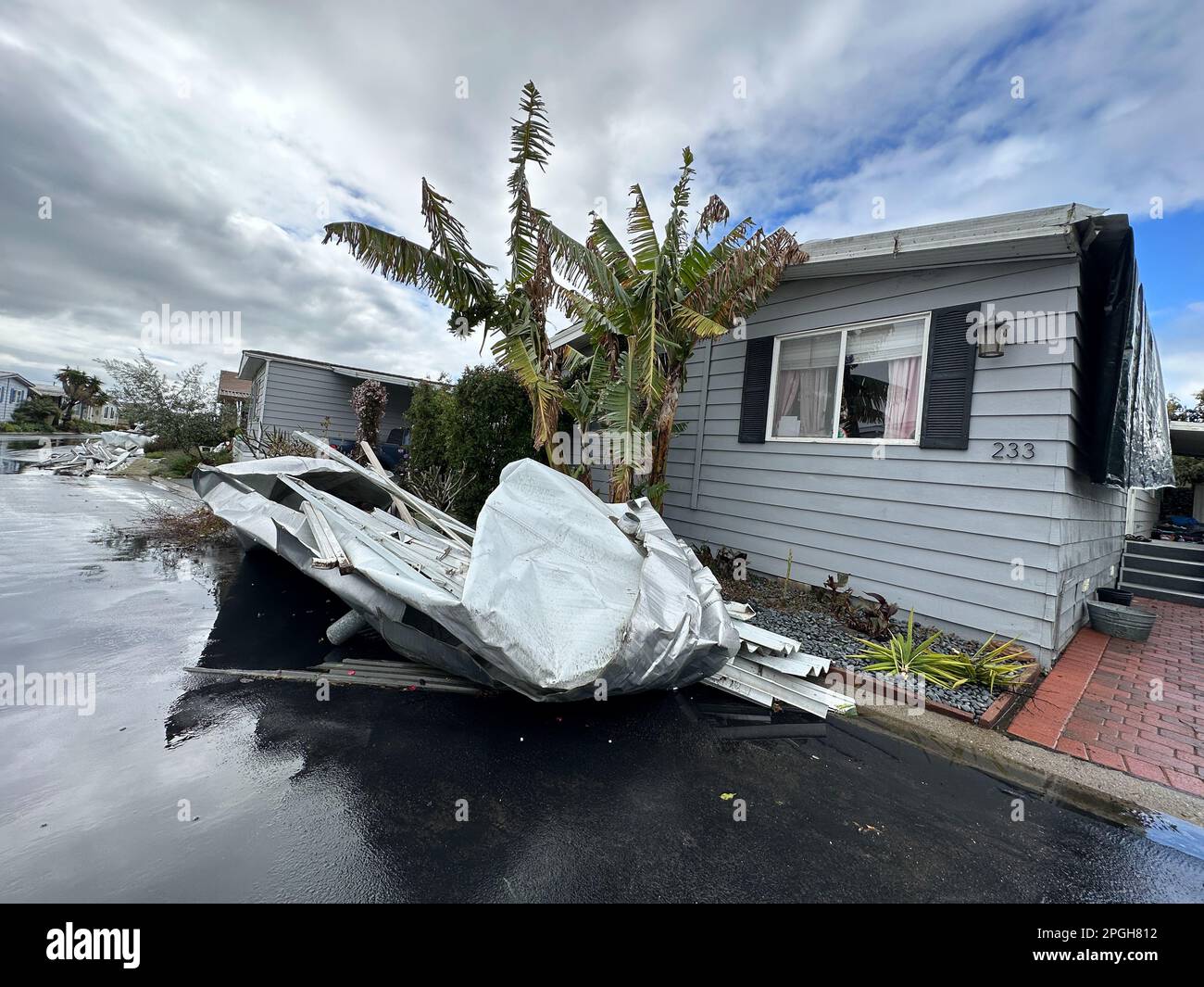 Carpinteria, California, USA. 22nd Mar, 2023. A freak tornado swirled through the Sandpiper