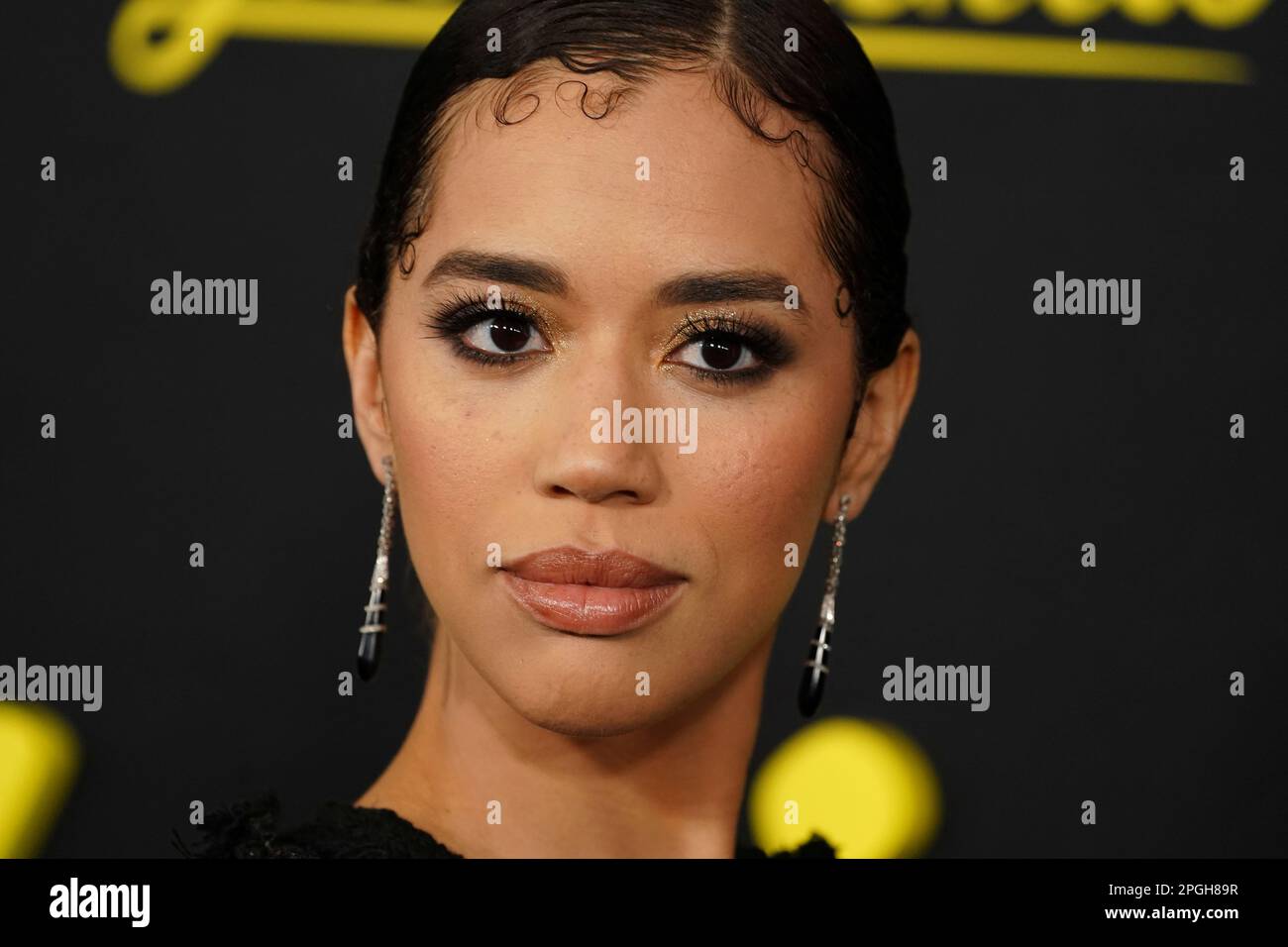 Jasmin Savoy Brown arrives at the season two premiere of "Yellowjackets