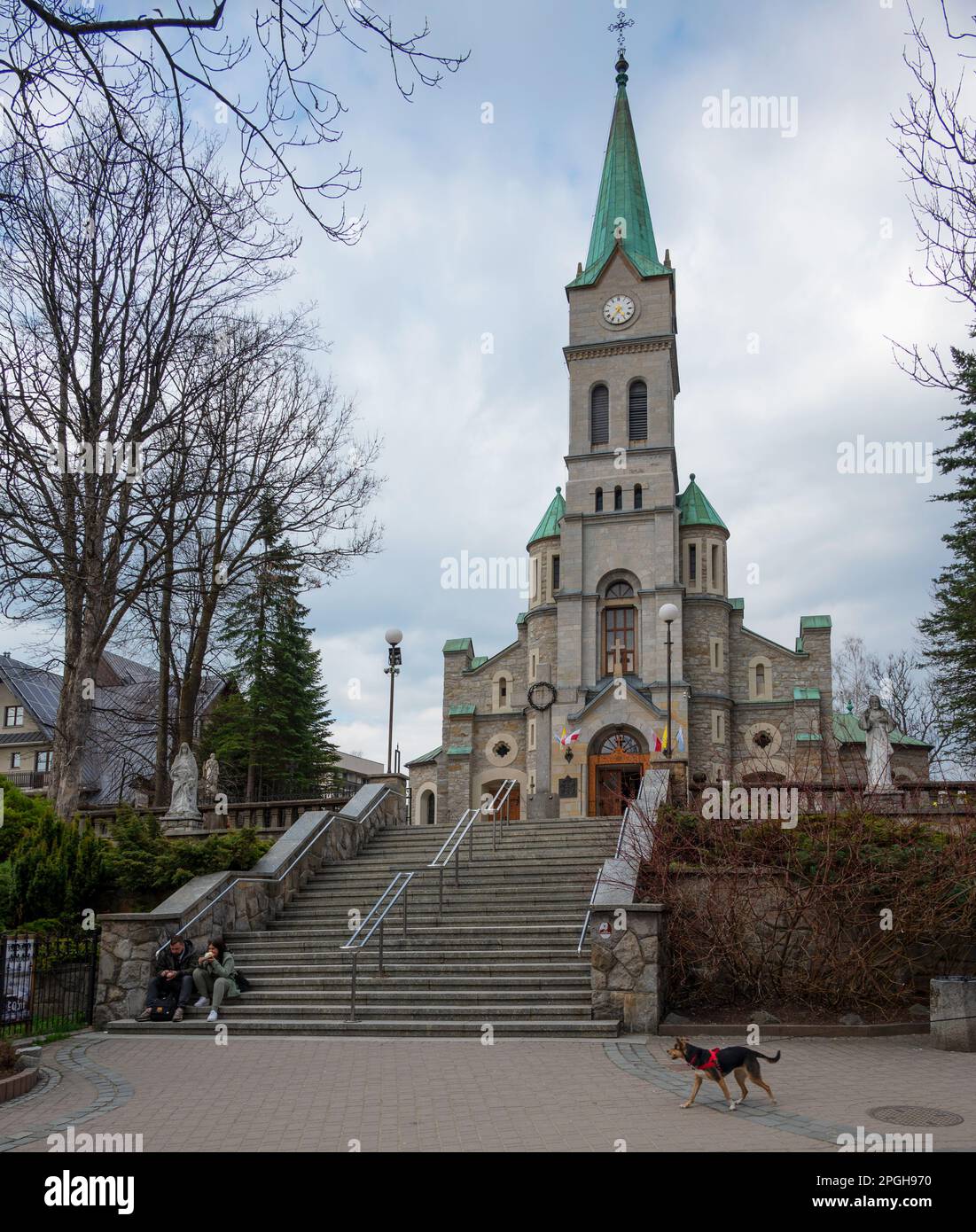 View of the neo-Roman Catholic Parish Holy Family Church on the Krupowki  Street in Zakopane, Poland. Stock Photo