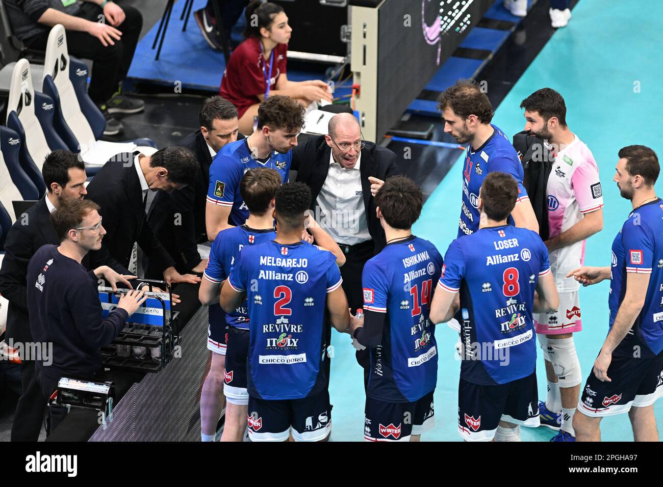 Head Coach Piazza Roberto of Allianz Power Volley Milano during the Volleyball Italian Serie A Men Superleague Championship Play Off - Allianz Power V Stock Photo