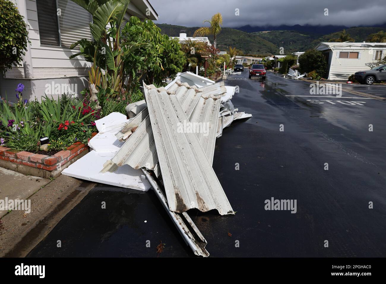 Carpinteria, California, USA. 22nd Mar, 2023. A freak tornado swirled through the Sandpiper