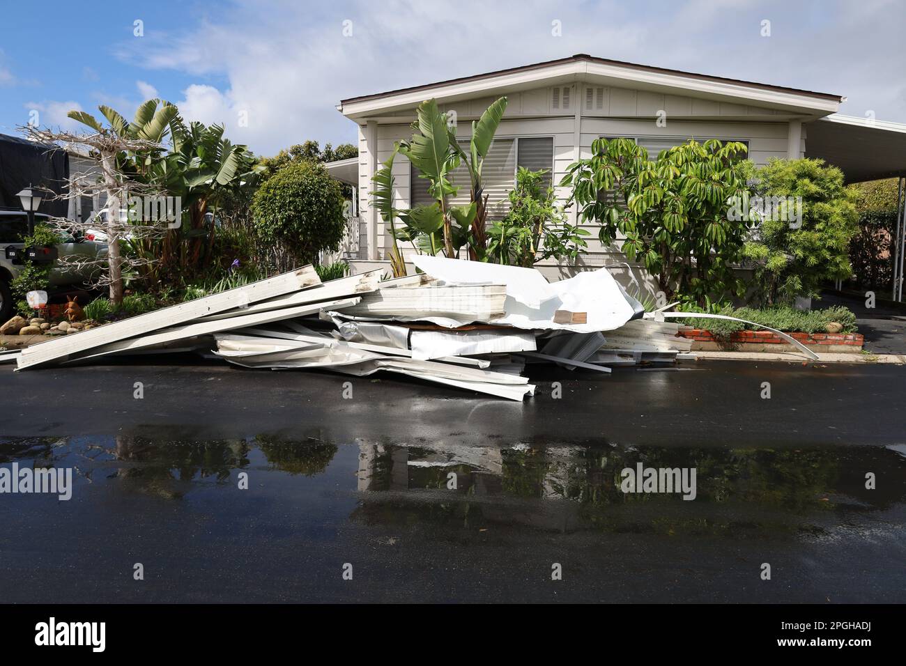 Carpinteria, California, USA. 22nd Mar, 2023. A freak tornado swirled through the Sandpiper