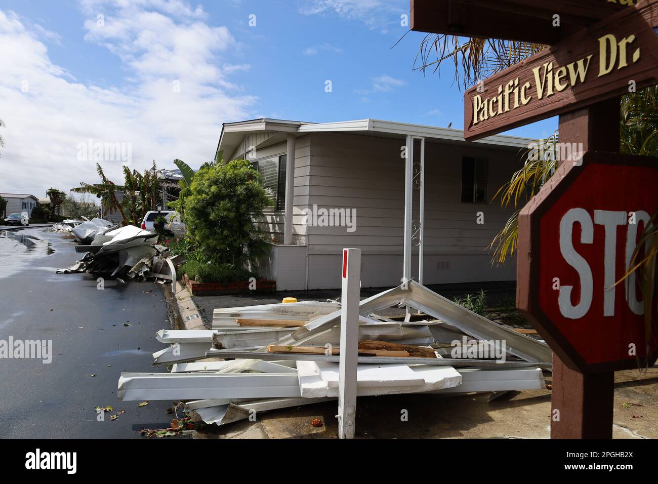 Carpinteria, California, USA. 22nd Mar, 2023. A freak tornado swirled through the Sandpiper