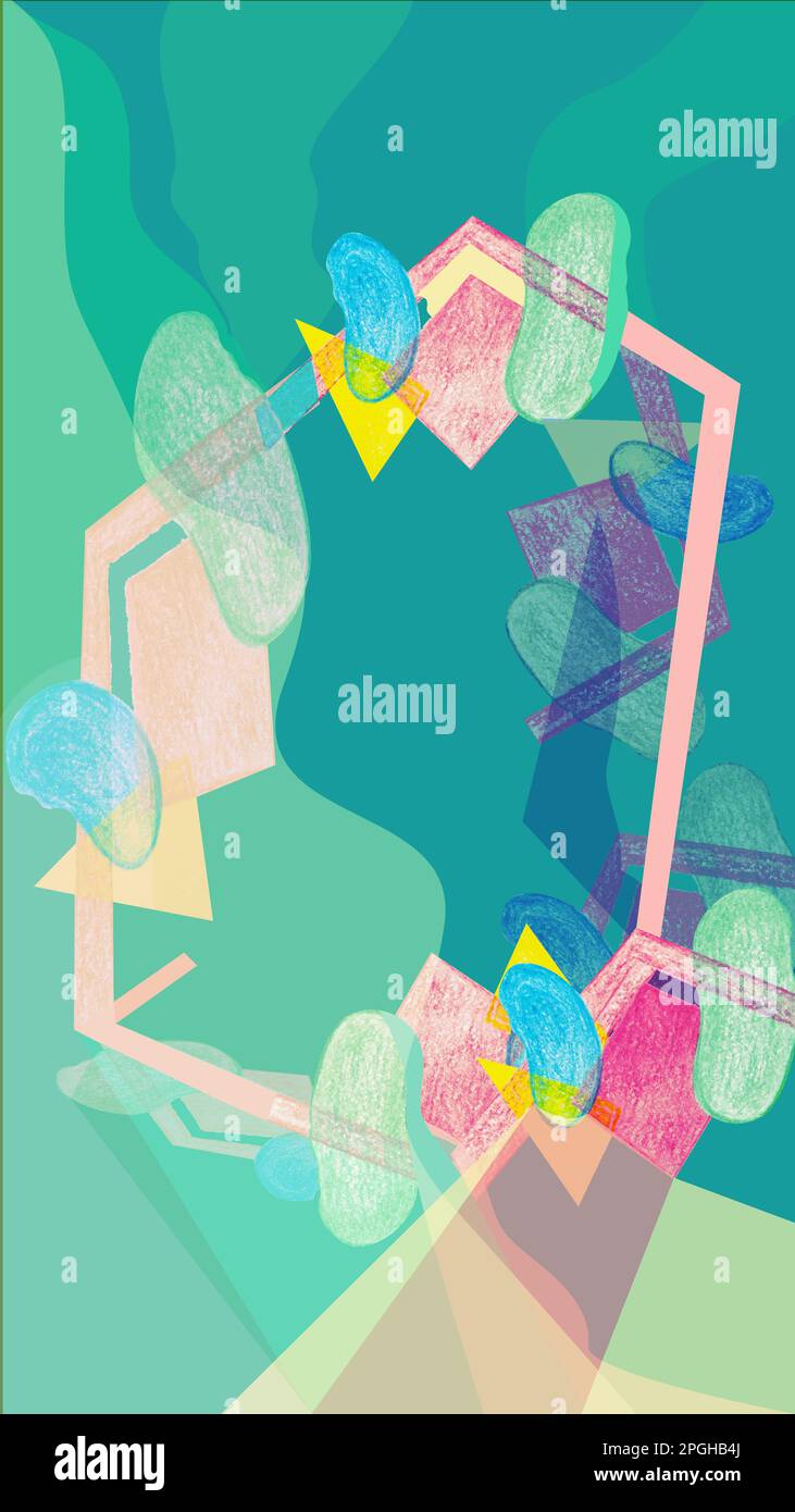 Abstract vertical background with geometric shapes with a green accent ...