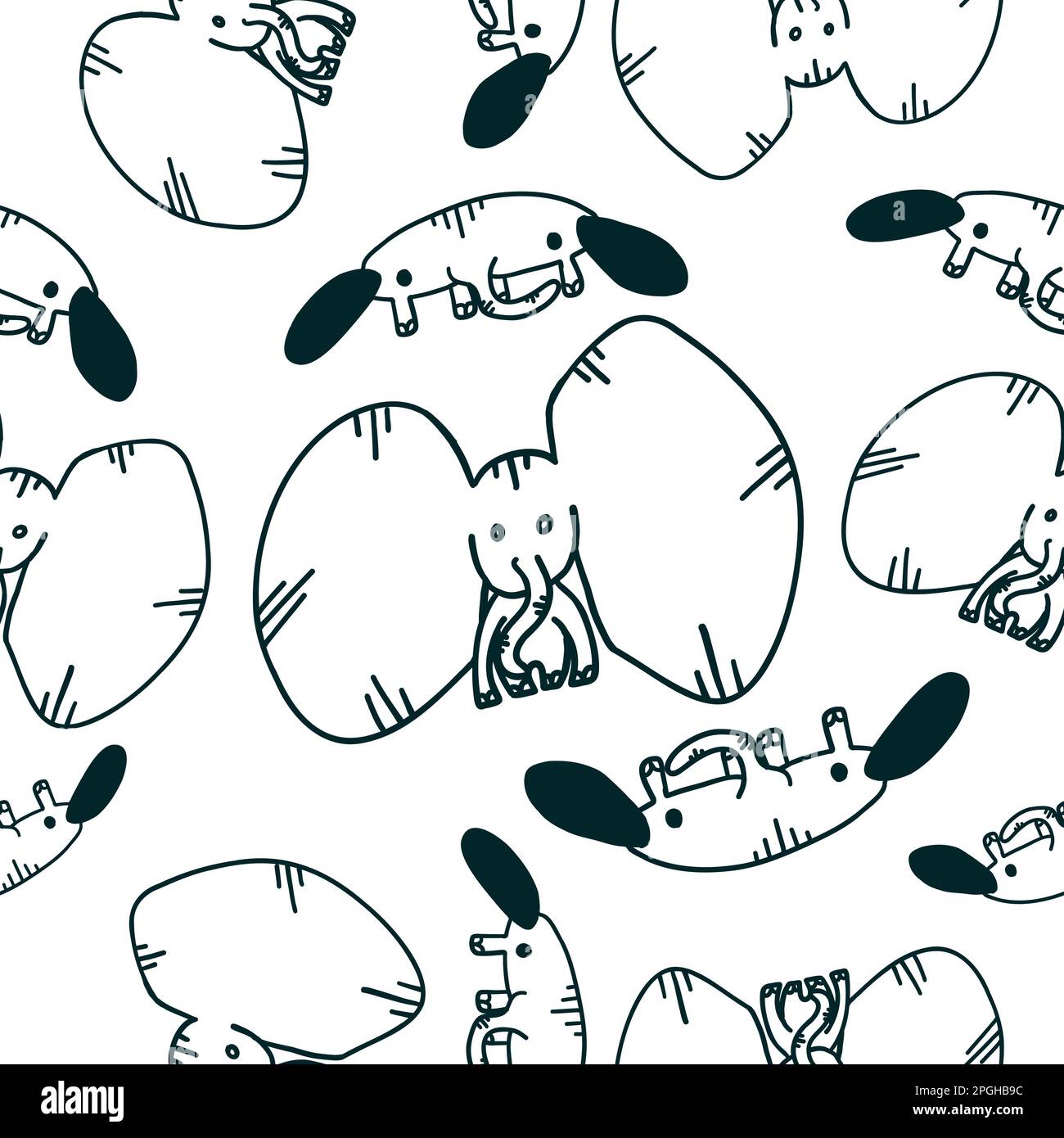 Elephants seamless pattern. Vector illustration in cartoon flat style ...