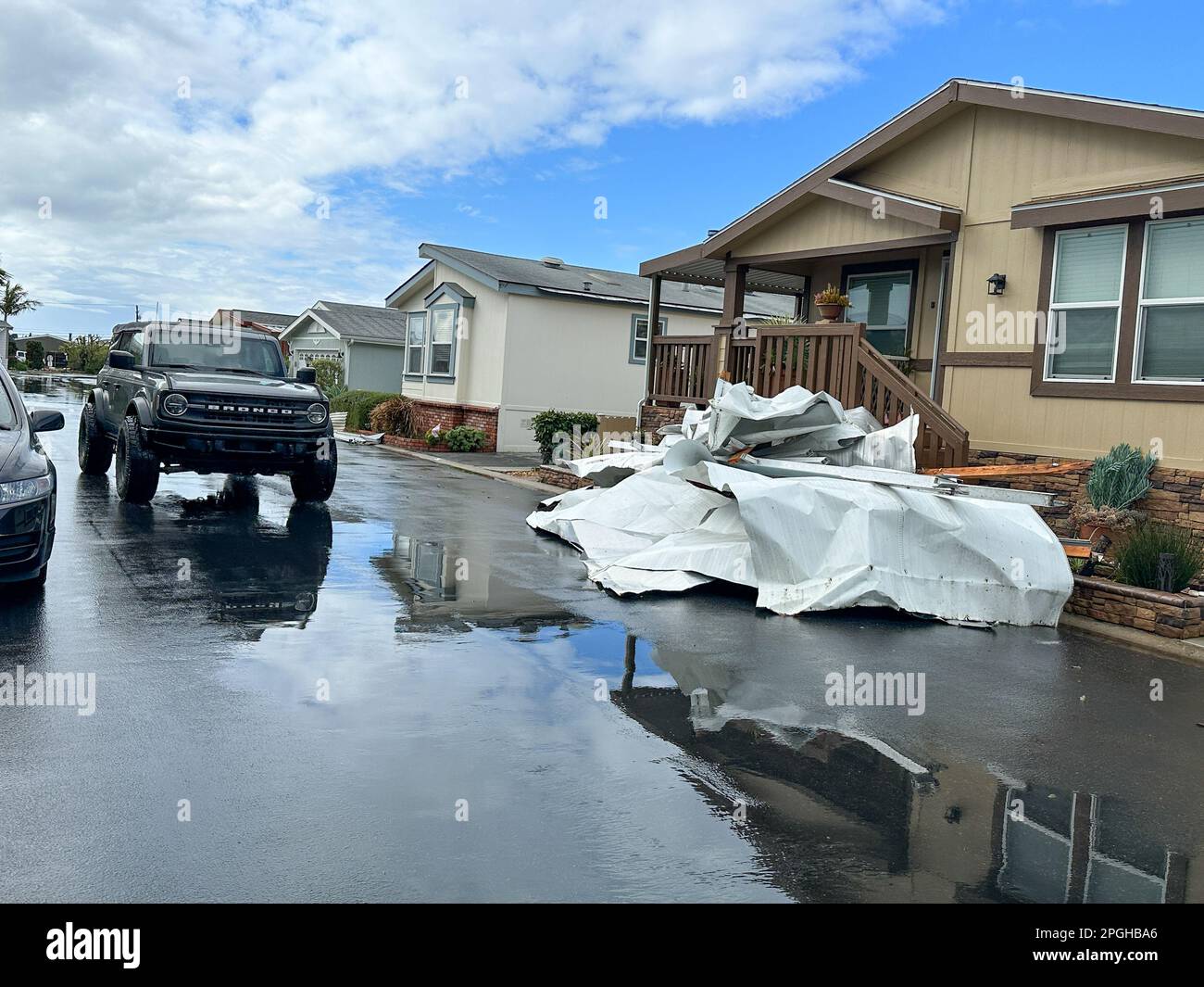 Carpinteria, California, USA. 22nd Mar, 2023. A freak tornado swirled through the Sandpiper