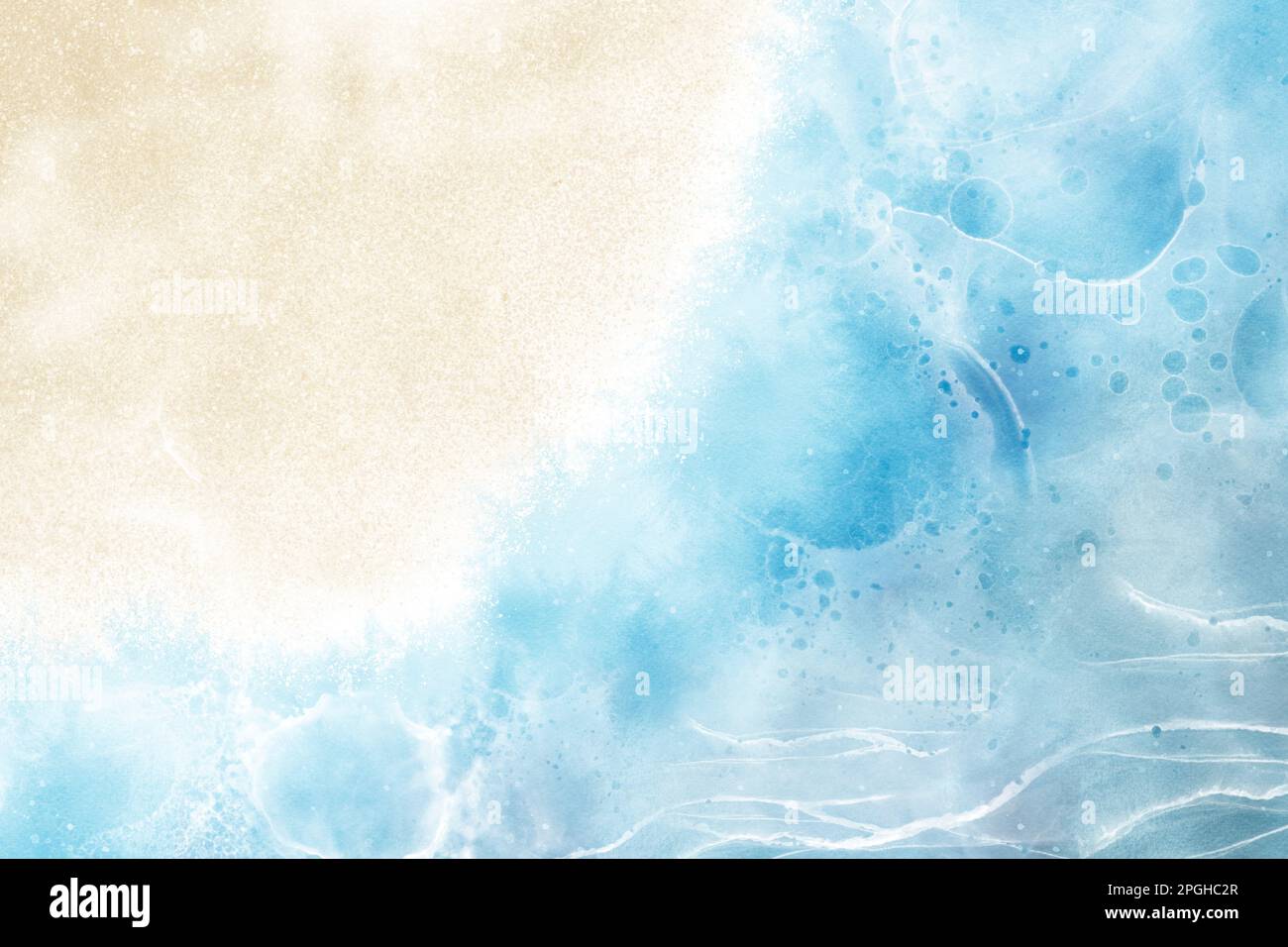 Fluid abstract art designed as a beach landscape with alcohol ink and watercolor painting technique. Suitable for natural background, banner, invitati Stock Photo