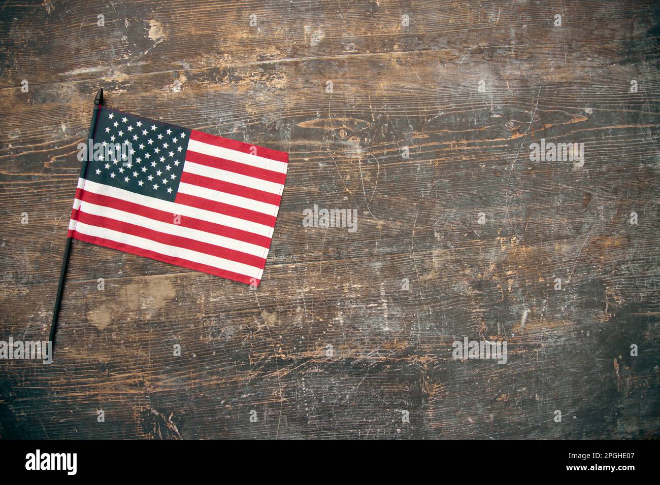 Celebrating Independence Day. United States of America USA flag on wooden background, for 4th of July Stock Photo