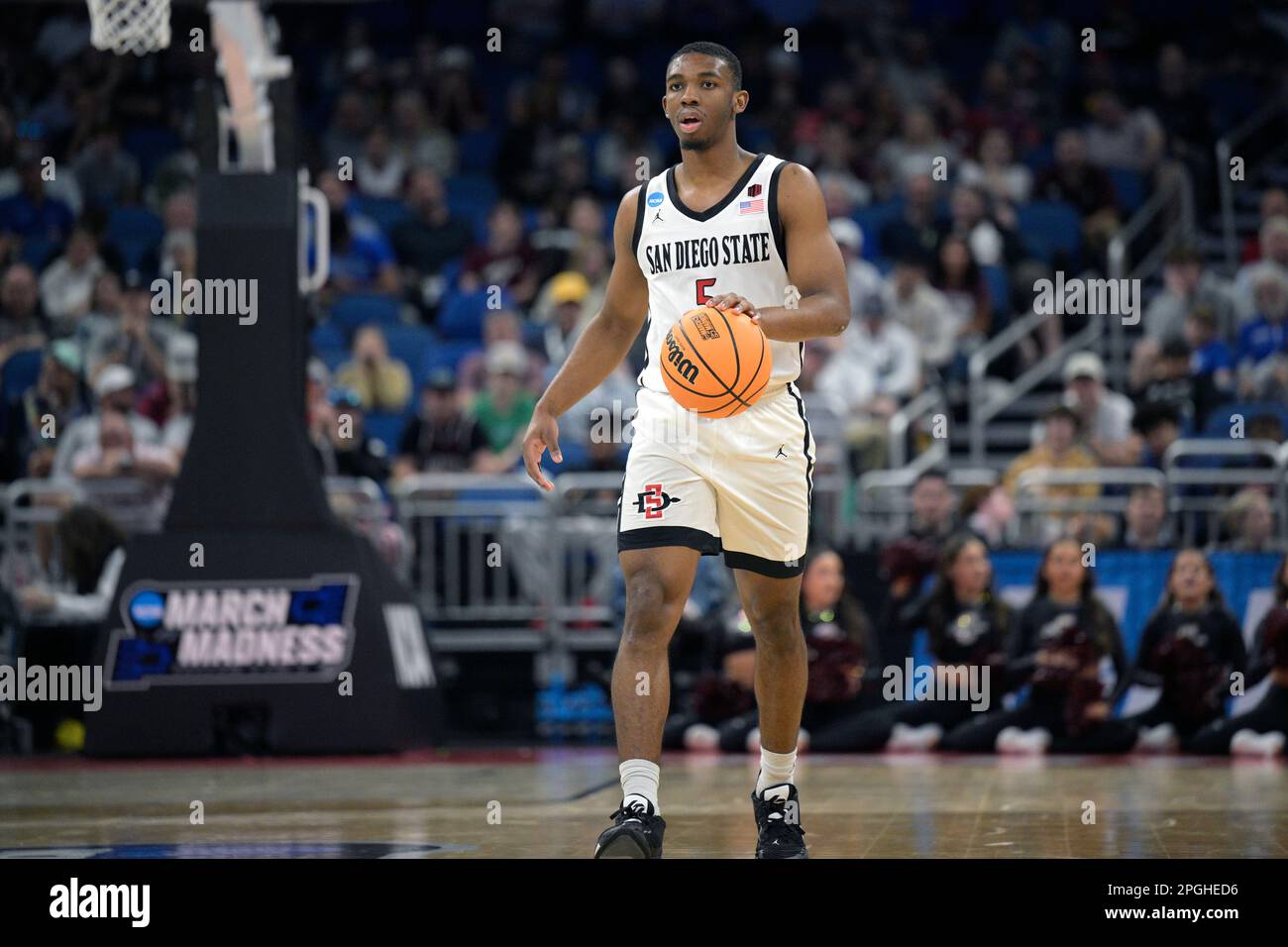 San Diego State guard Lamont Butler (5) during the second half of a