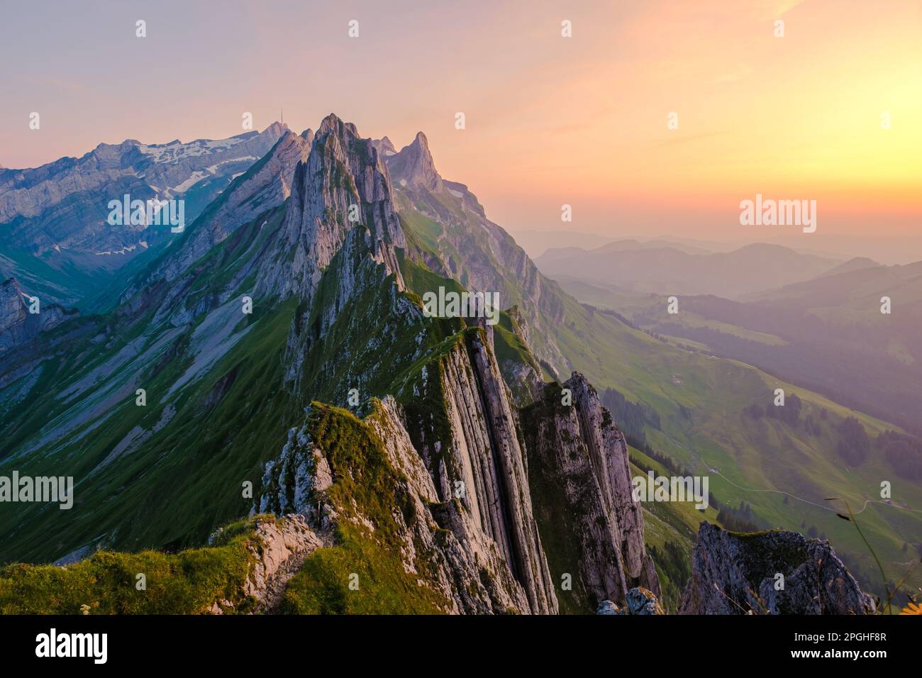 Schaeffler mountain ridge swiss Alpstein, Appenzell Switzerland, a