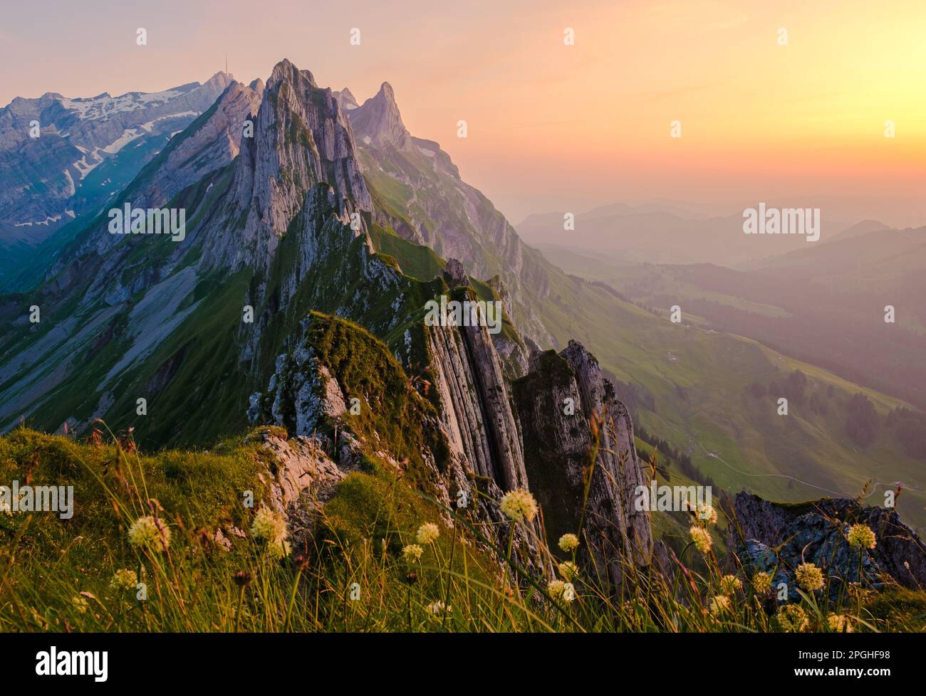 Schaeffler mountain ridge swiss Alpstein, Appenzell Switzerland, a ...