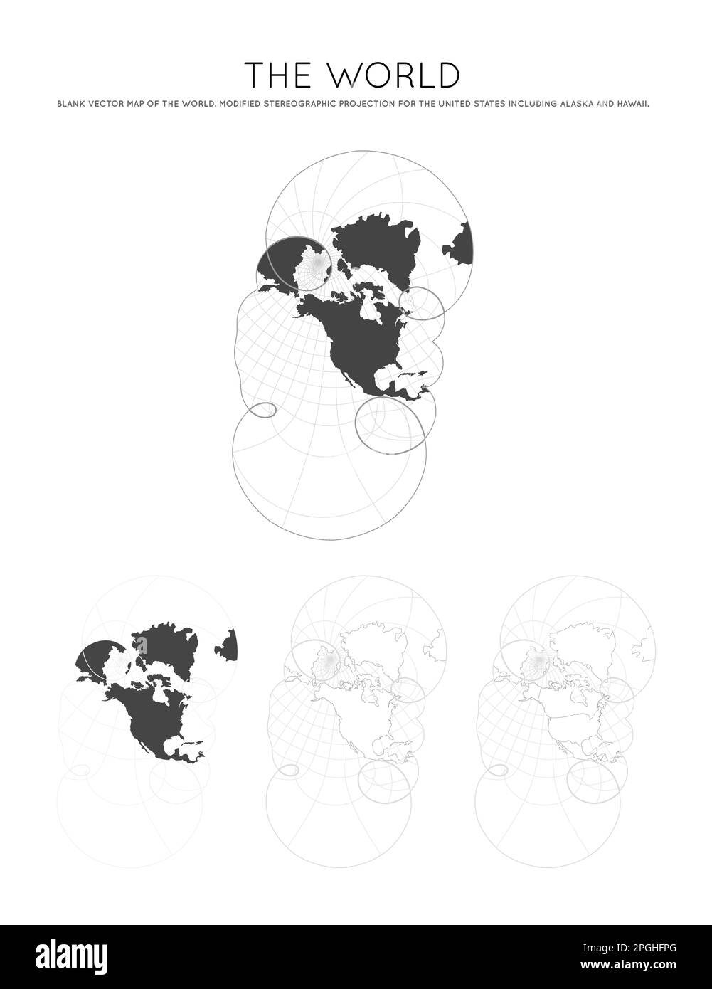 Map of the World Modified stereographic - Map Of The World Modified Stereographic Projection For The United States Including Alaska And Hawaii Globe With Latitude And Longitude Lines 2PGHFPG 